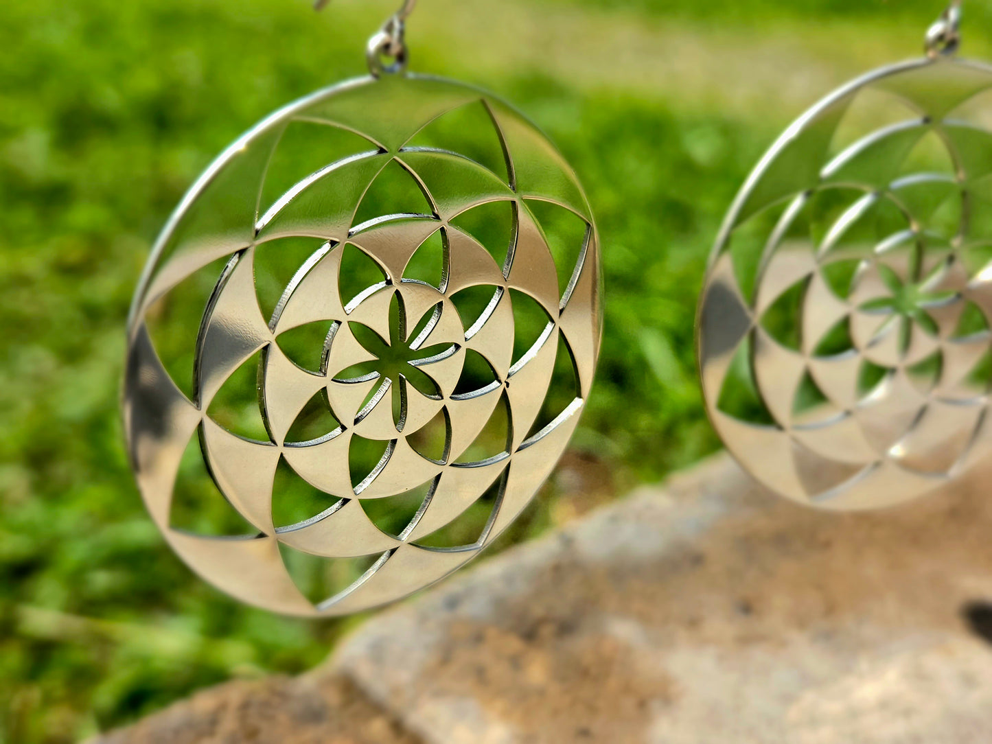 Mandala Large Sterling Silver Earrings