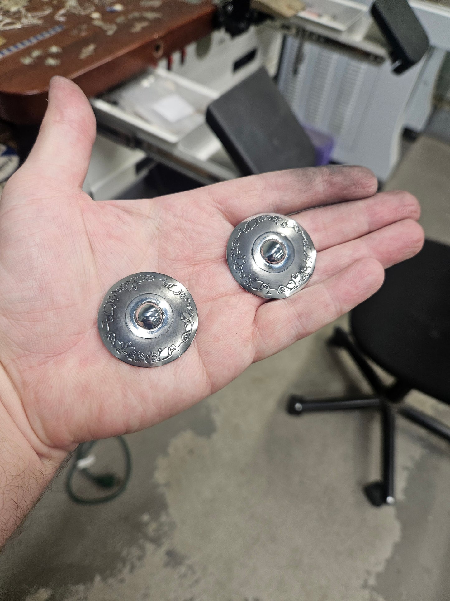 Vinework Pasties in Etched Stainless Steel.