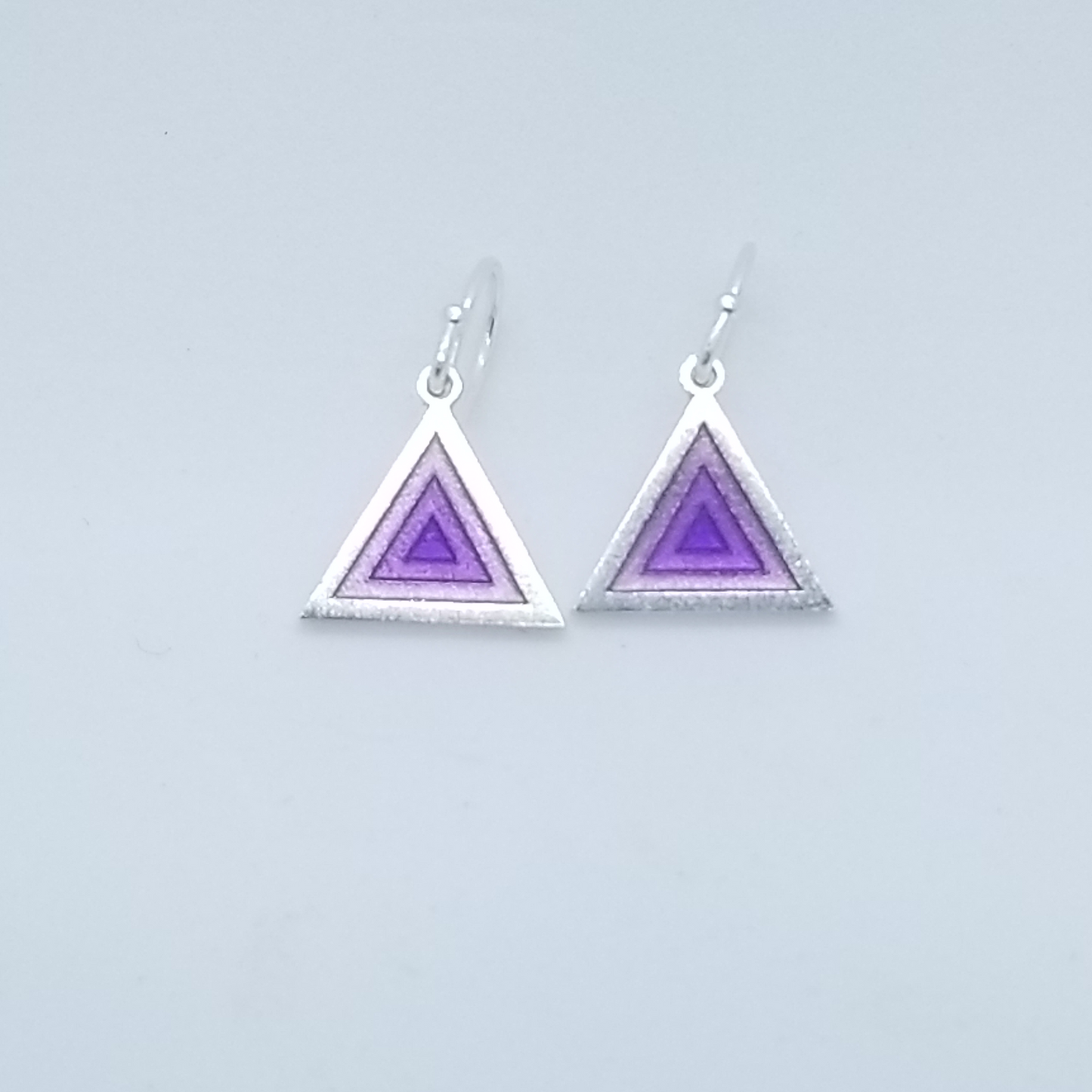 Shiny Shapes. Sterling Silver Dangle Earrings in Purple Enamel