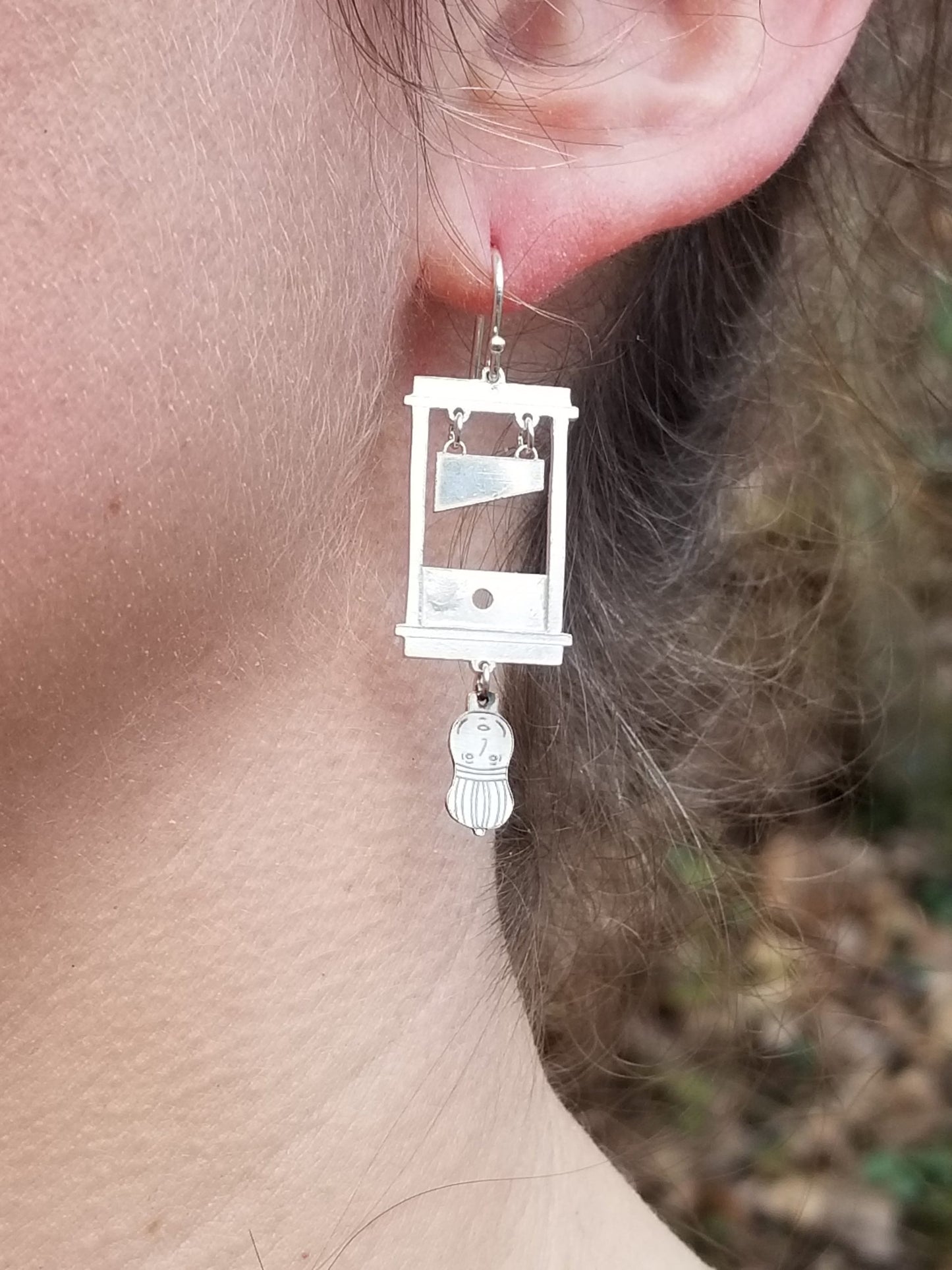 Guillotine Earrings. Sterling Silver.