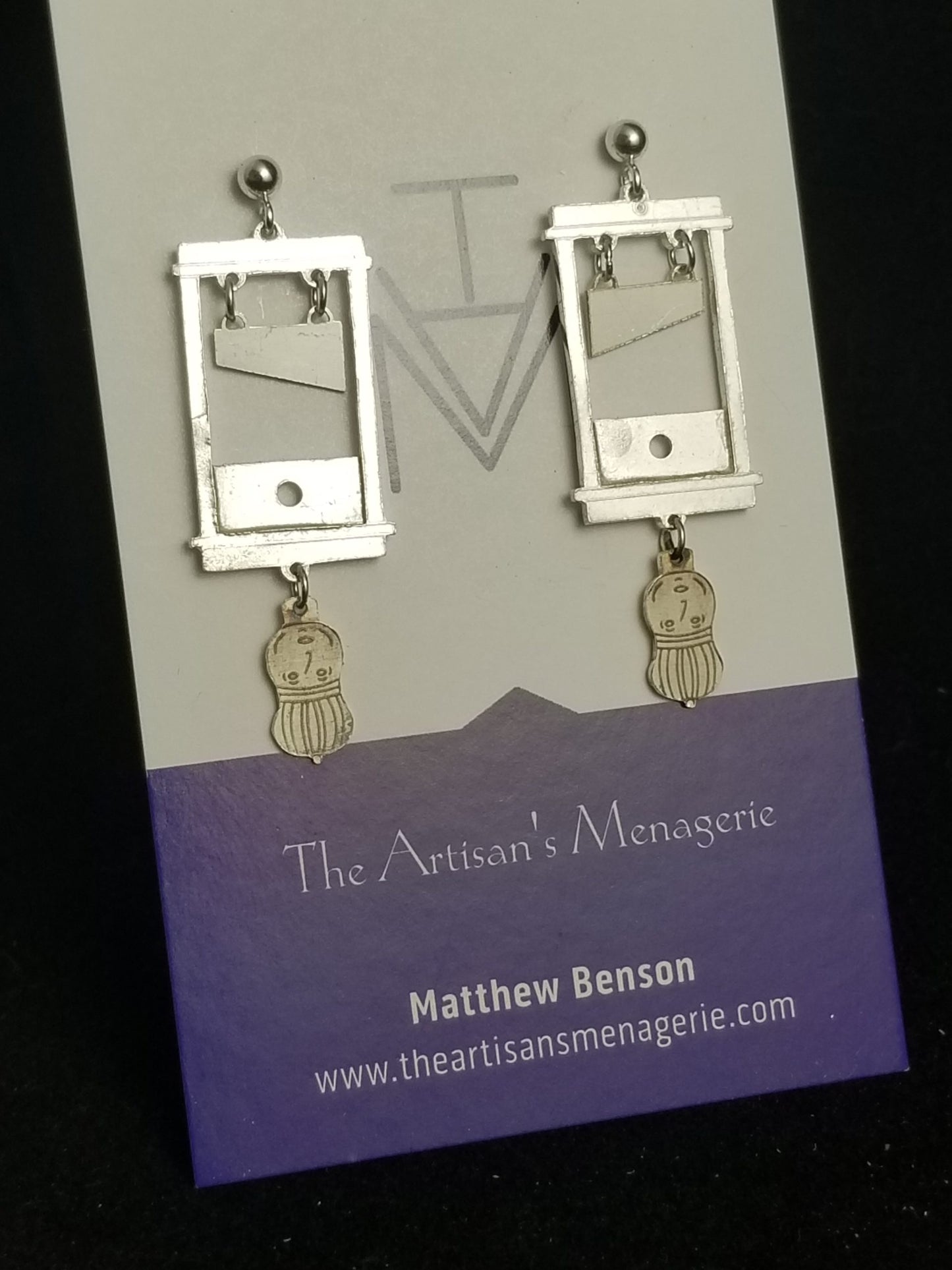 Guillotine Earrings. Sterling Silver.
