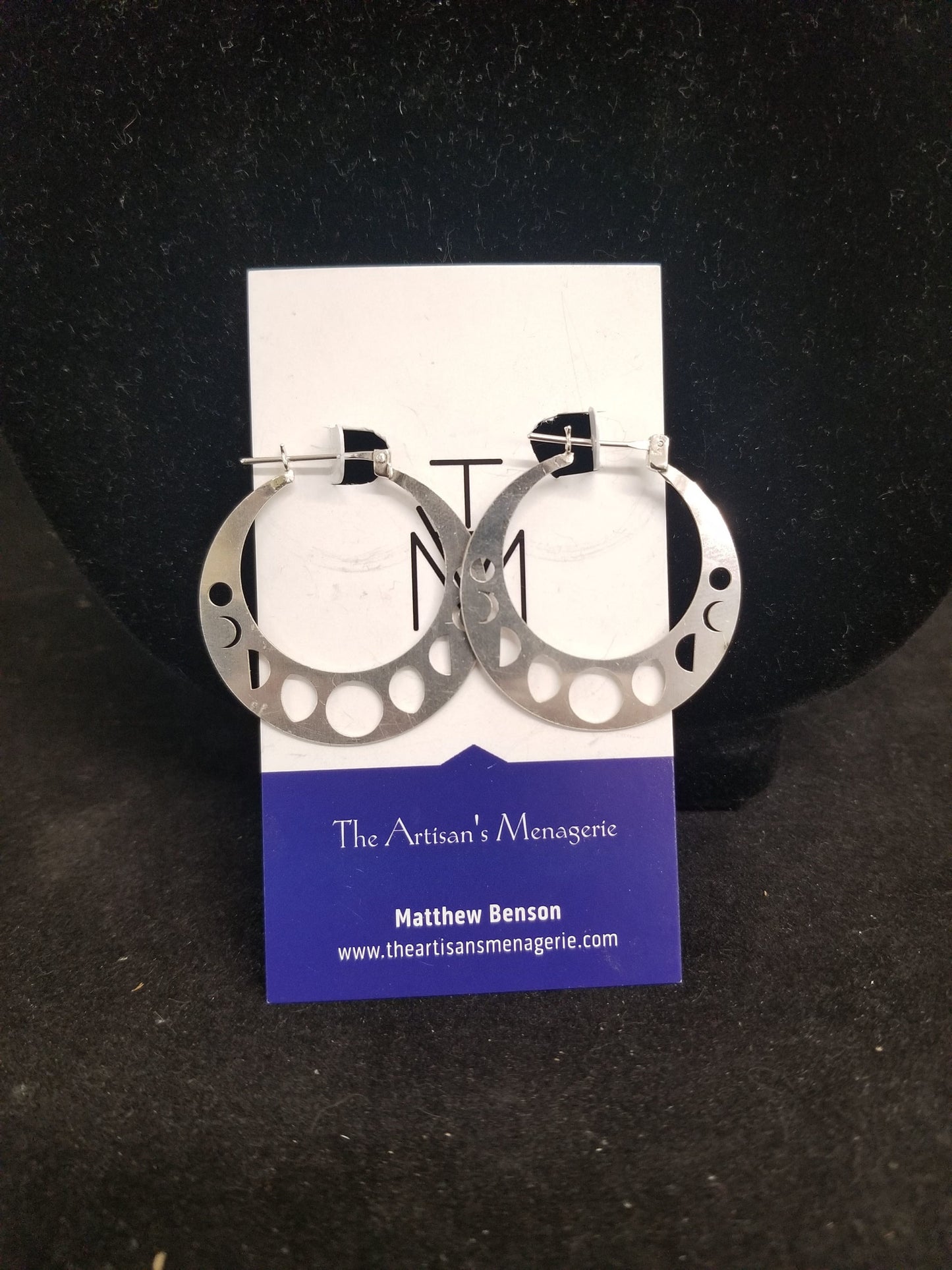 Moon Phases Sterling Silver Hoop Earrings