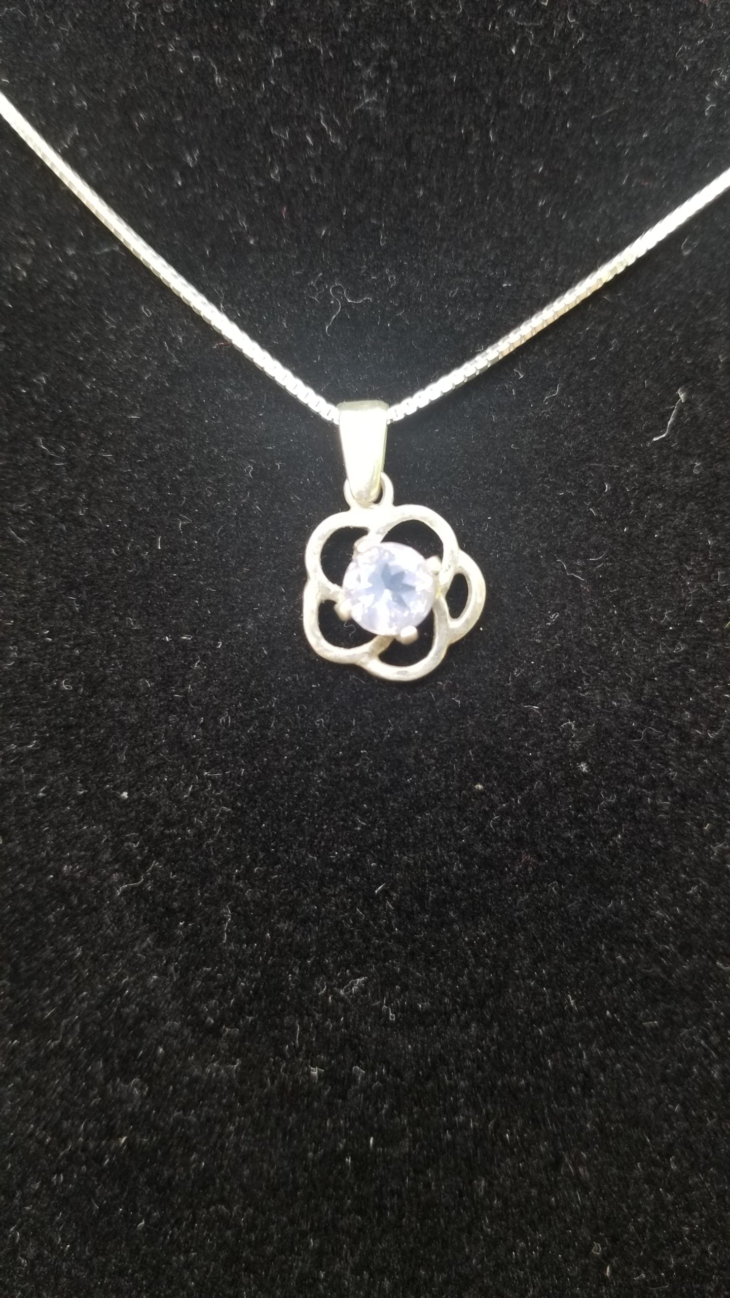 Sterling Silver and Lavender Moon Quartz Flower Pendant
