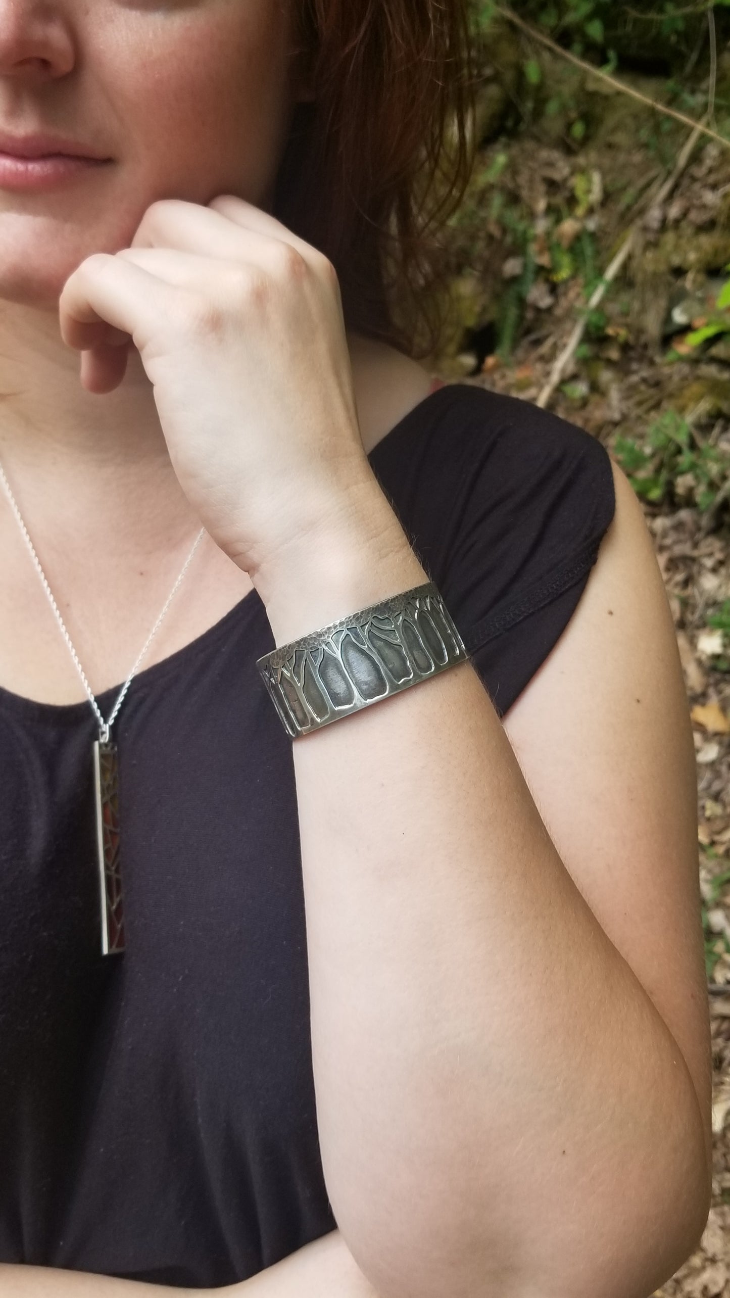 Dark Forest Sterling Silver Cuff Bracelet