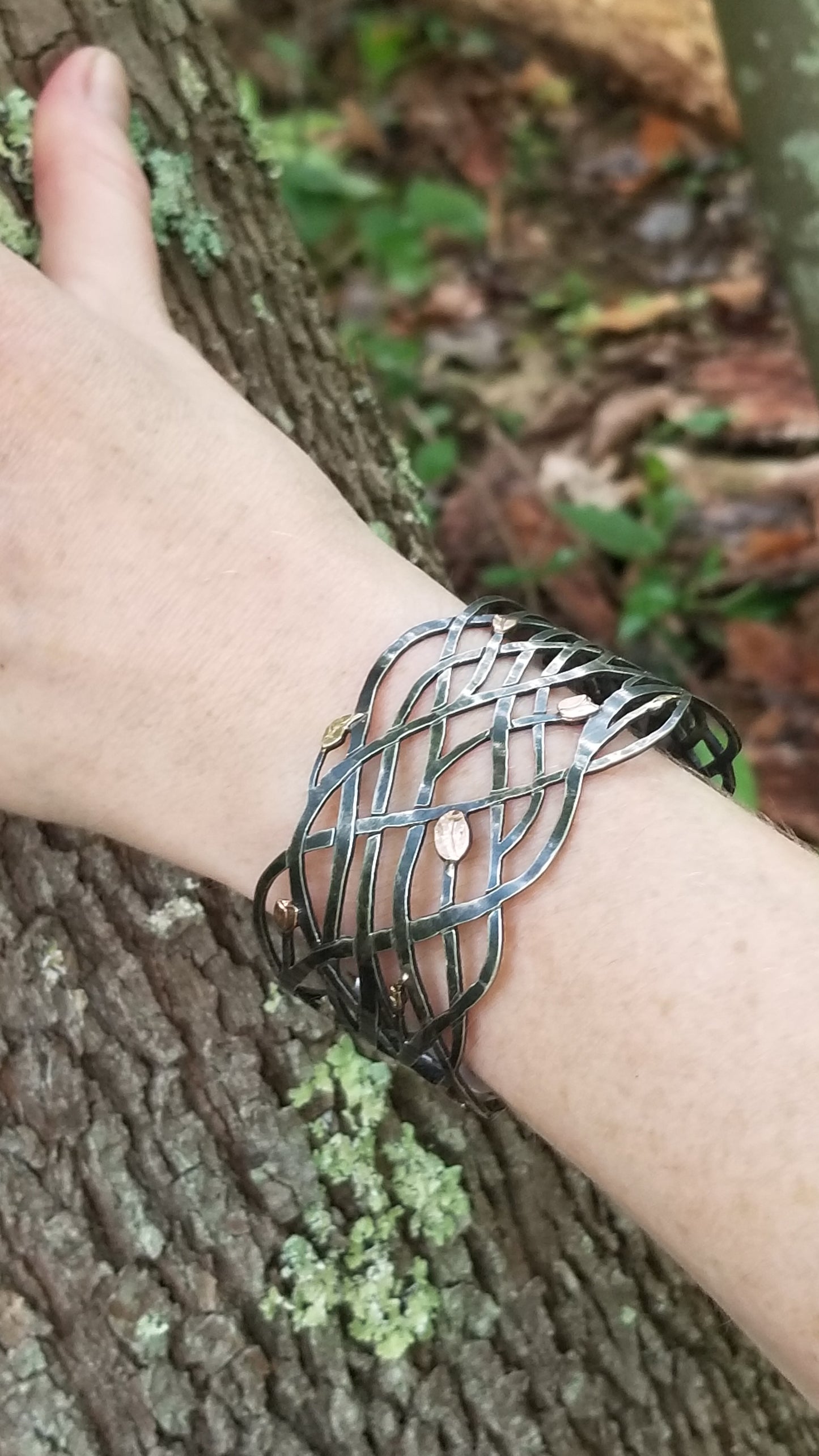 Vines Sterling Silver Cutout Cuff Bracelet