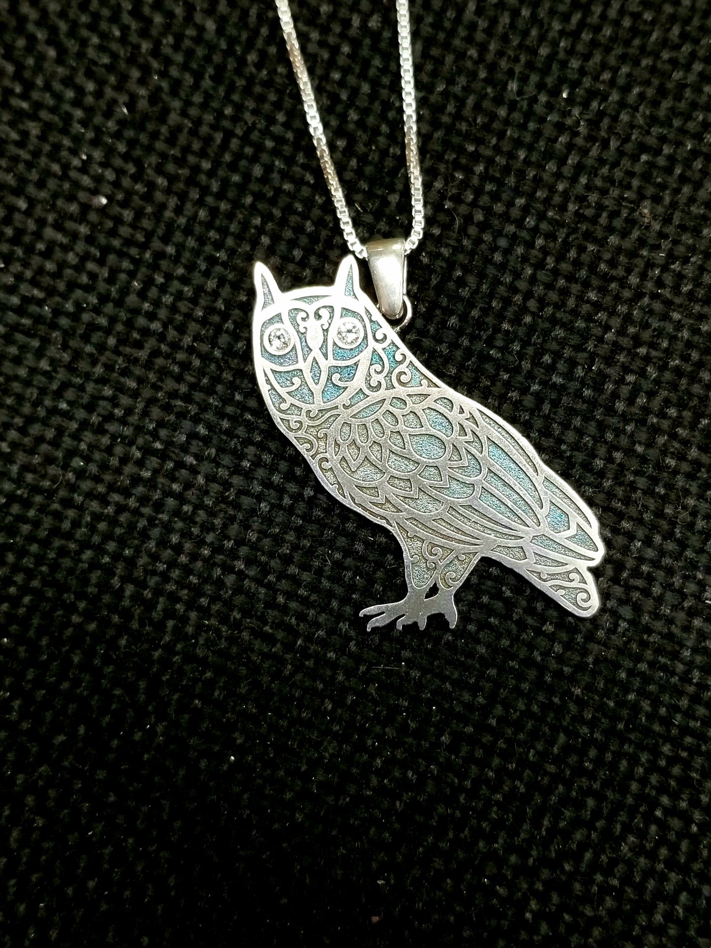 Owl Mandala Pendant - Sterling Silver and Gemstones