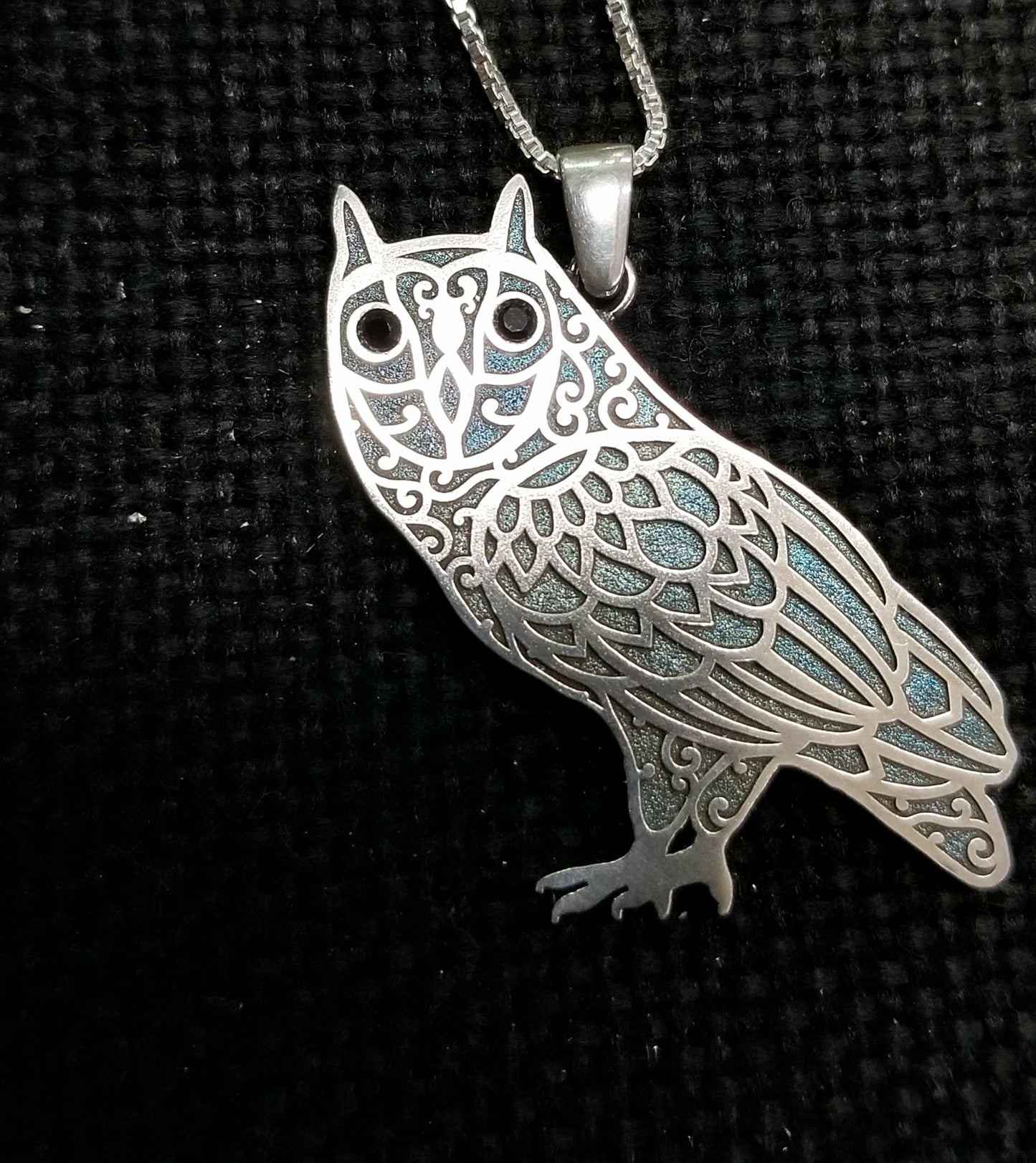 Owl Mandala Pendant - Sterling Silver and Gemstones