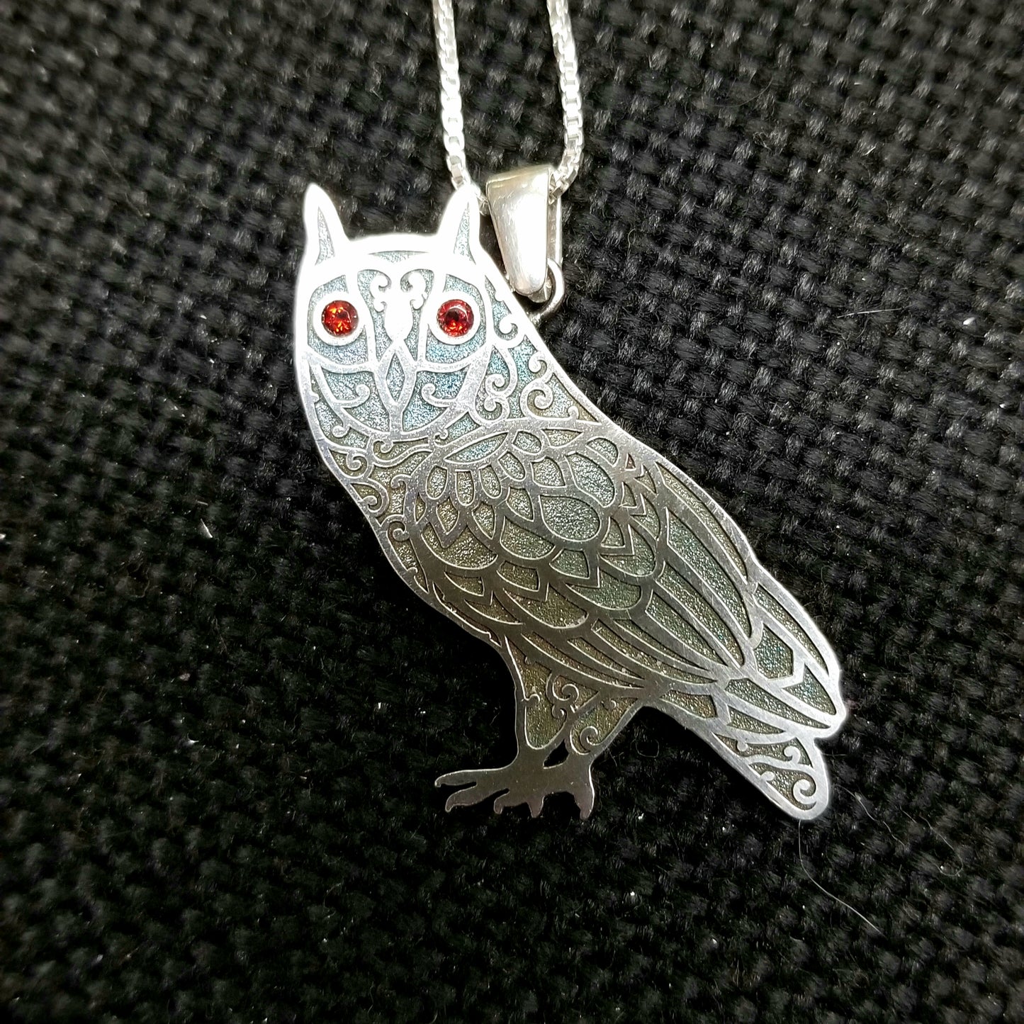 Owl Mandala Pendant - Sterling Silver and Gemstones