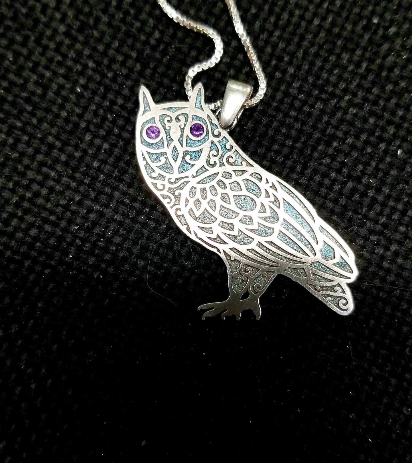 Owl Mandala Pendant - Sterling Silver and Gemstones