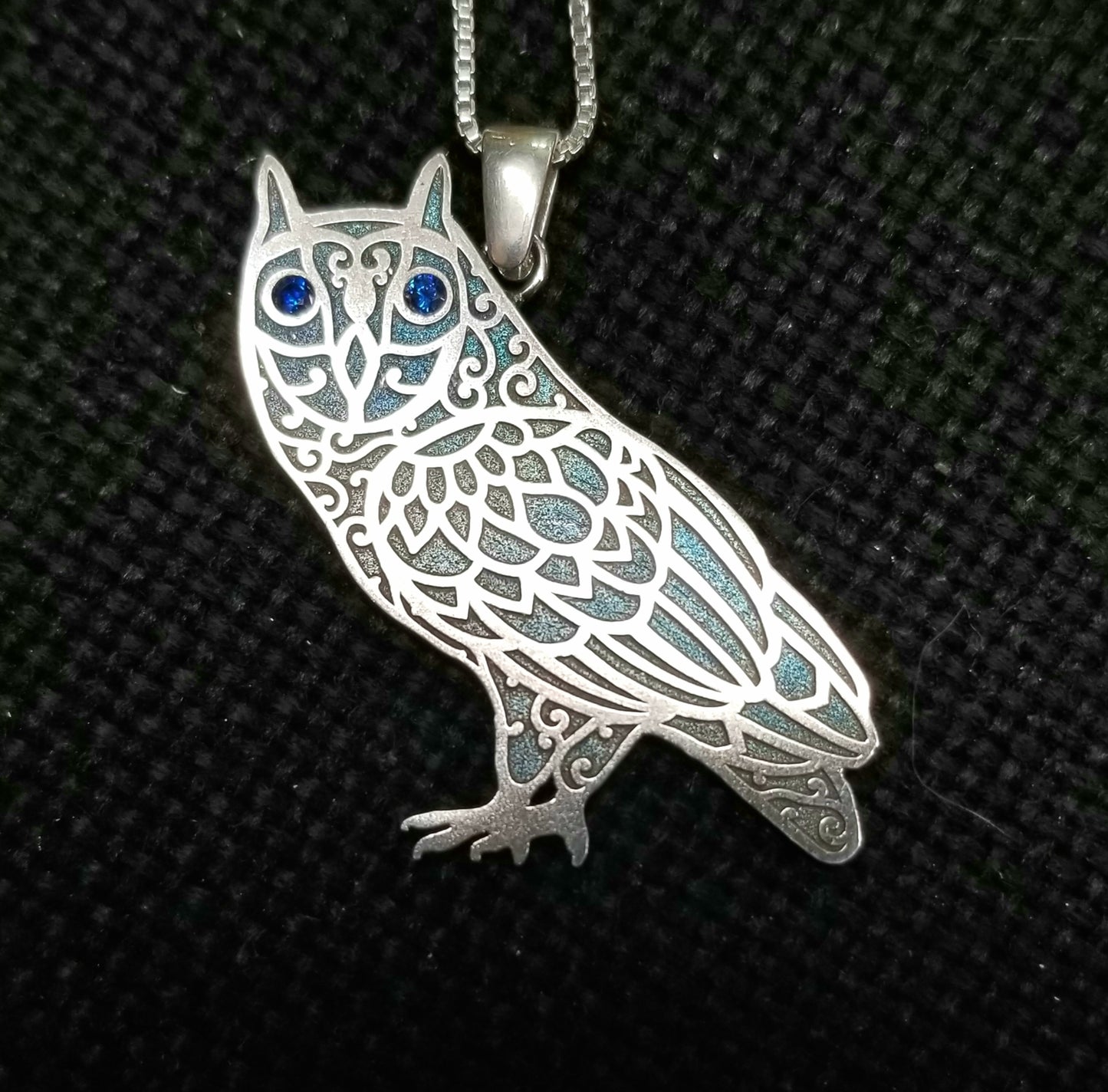 Owl Mandala Pendant - Sterling Silver and Gemstones