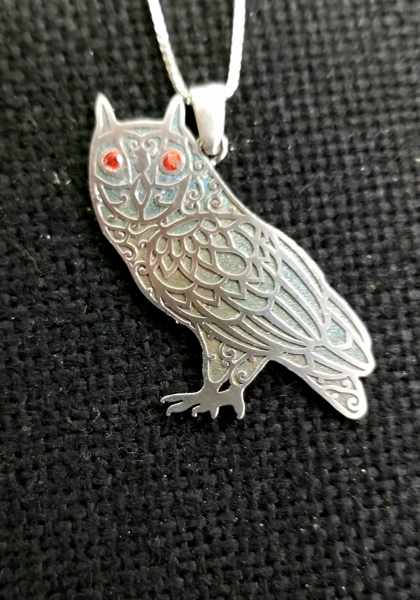 Owl Mandala Pendant - Sterling Silver and Gemstones