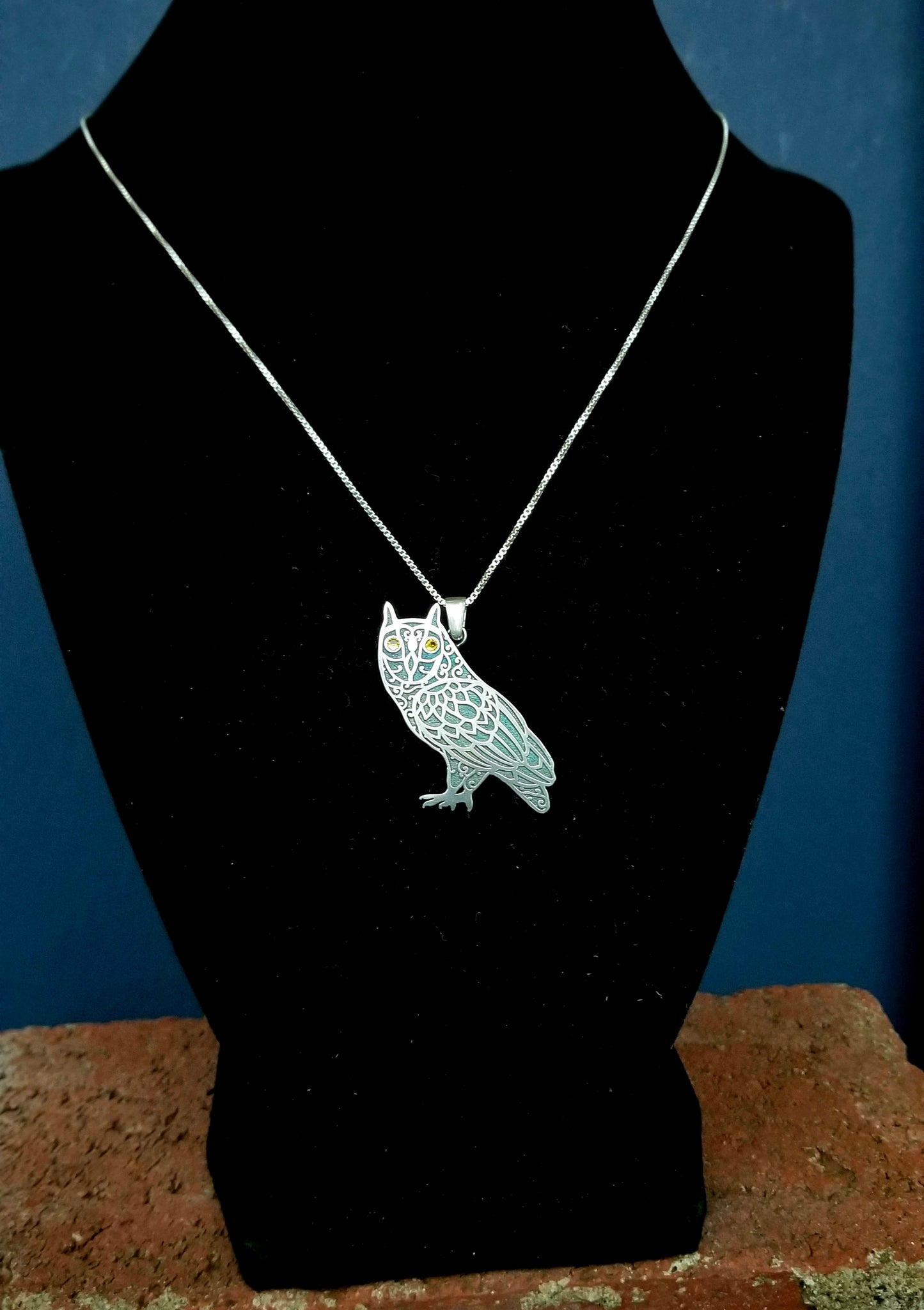 Owl Mandala Pendant - Sterling Silver and Gemstones