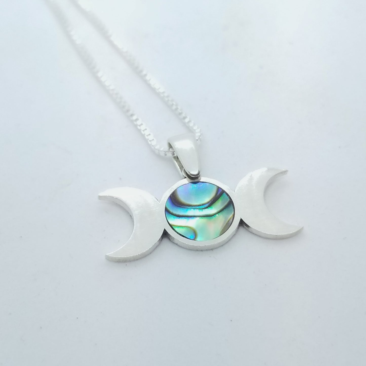 Triple Moon Goddess Pendant with Inlay