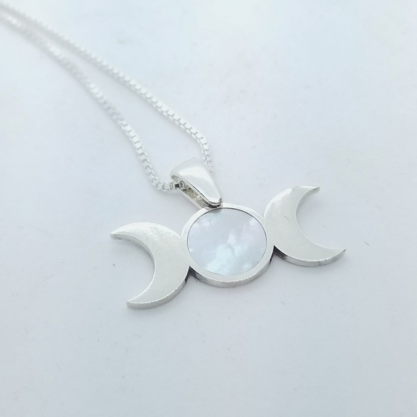 Triple Moon Goddess Pendant with Inlay