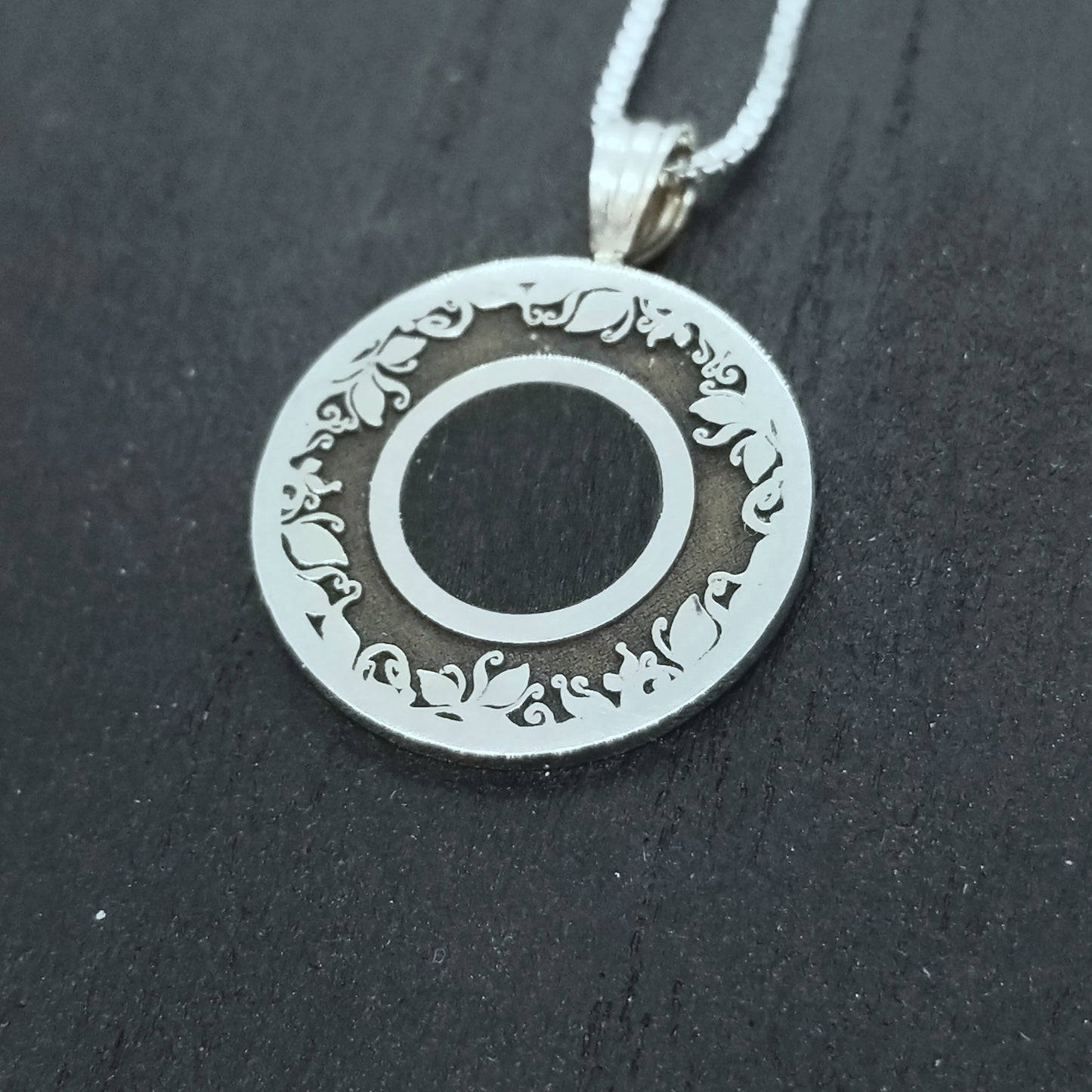 Wreath of Vines Sterling Silver Pendant with Inlay