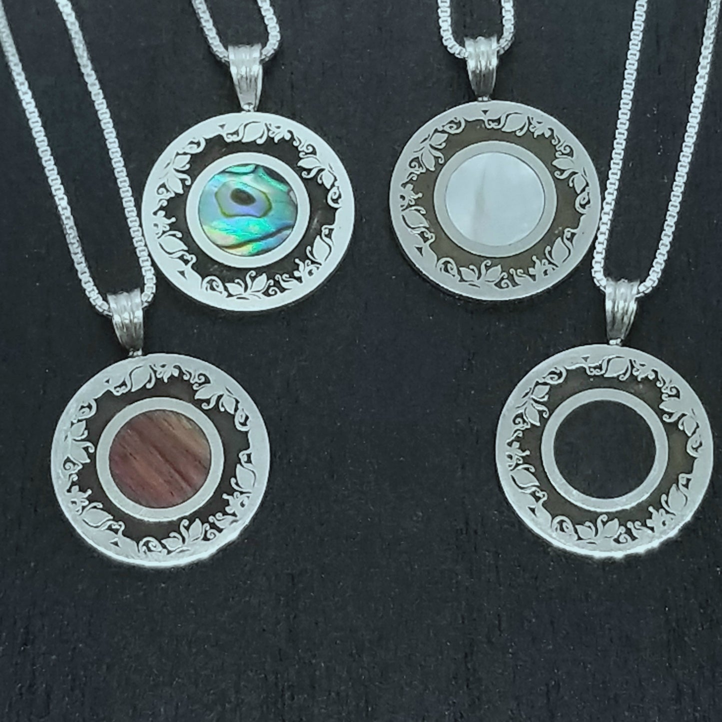 Wreath of Vines Sterling Silver Pendant with Inlay