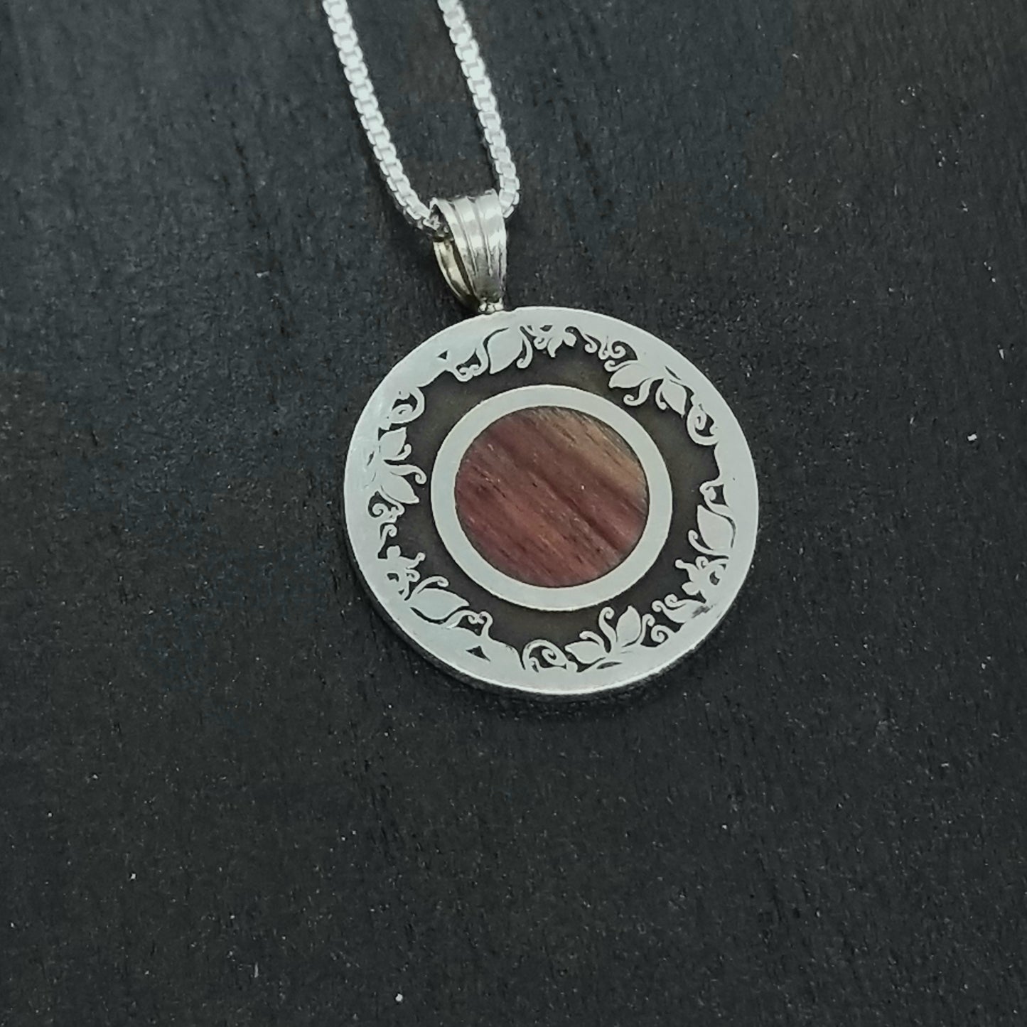 Wreath of Vines Sterling Silver Pendant with Inlay