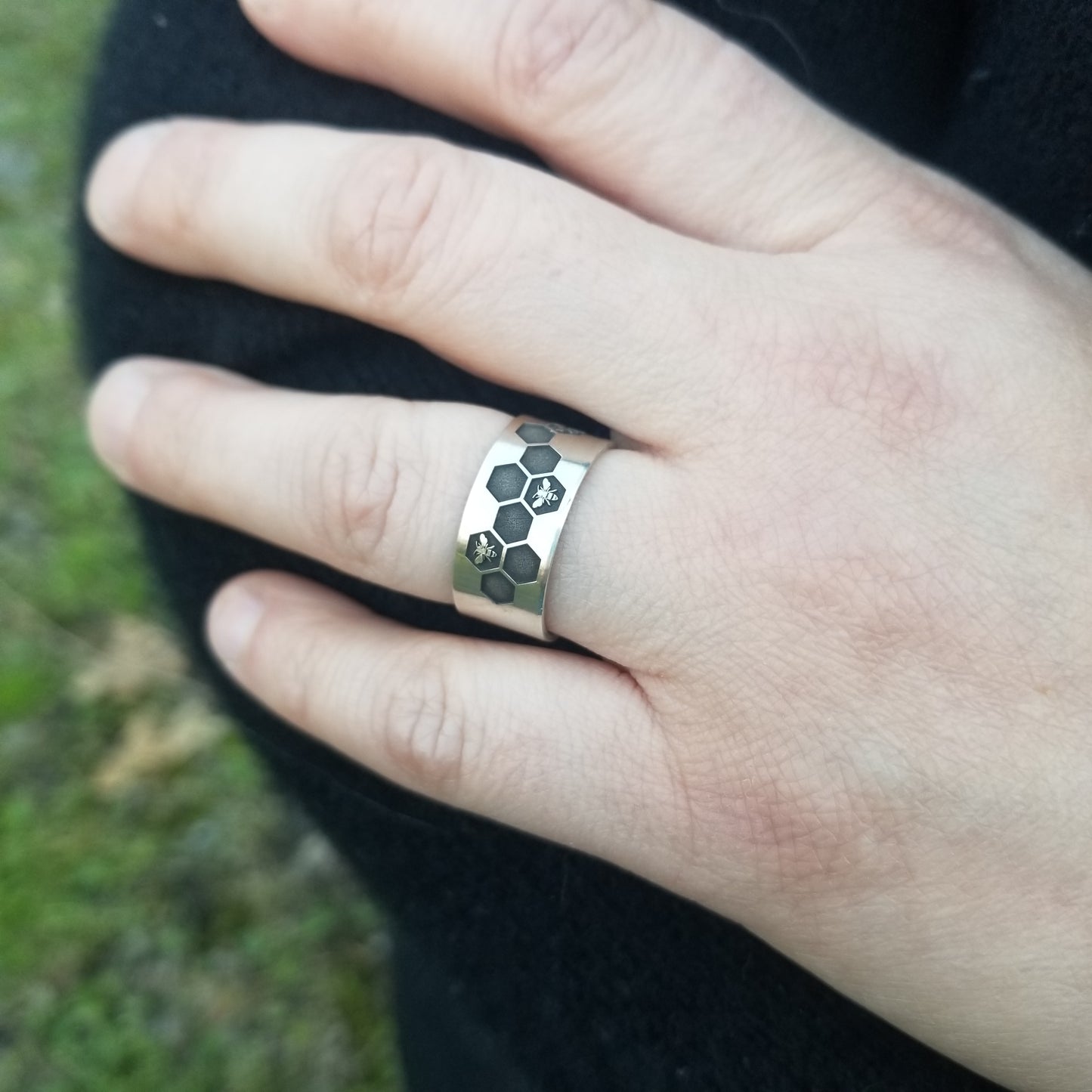 All A-Buzz Sterling Silver Wide Ring