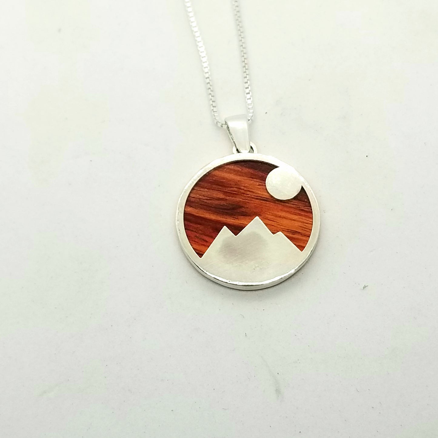 Mountainscape - Sterling Silver & Wood Pendant