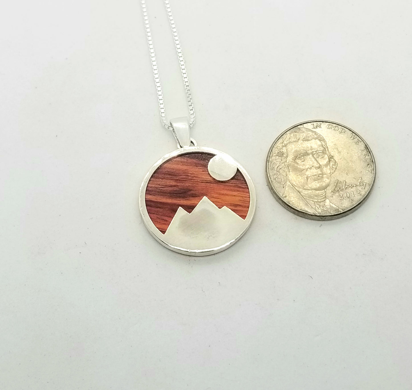Mountainscape - Sterling Silver & Wood Pendant