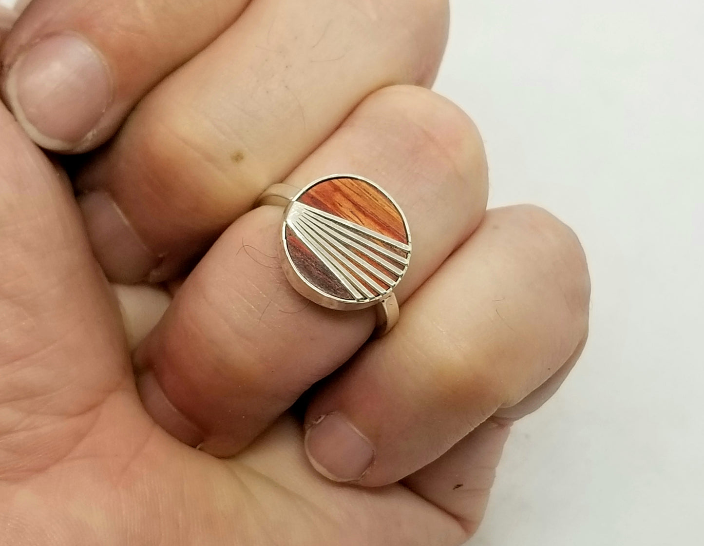 Sunburst - Silver and Wood Ring
