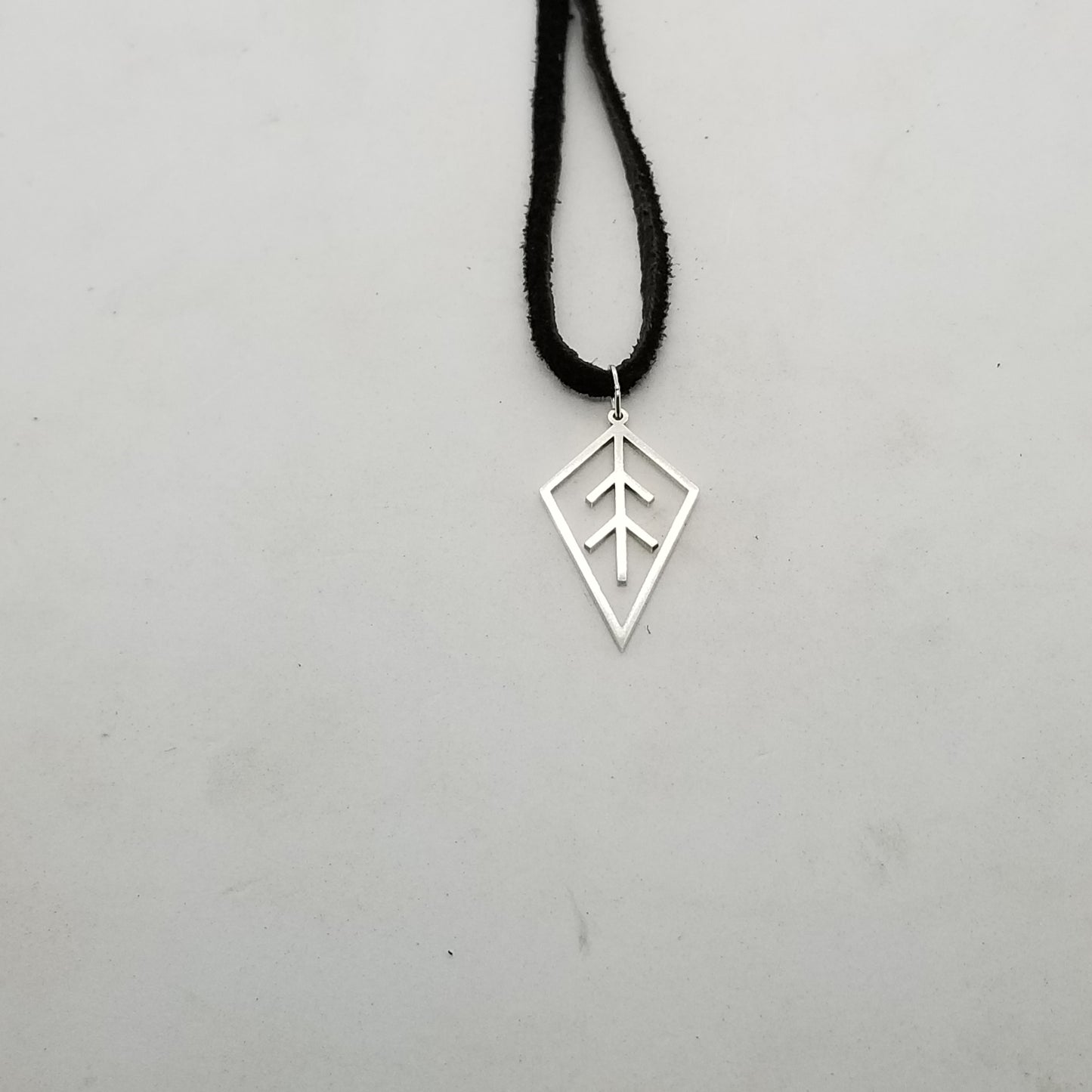Geometric Sterling Silver Leaf Pendant