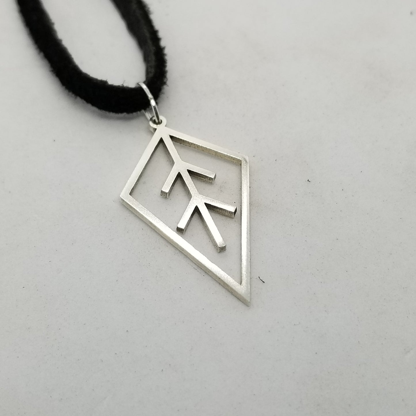 Geometric Sterling Silver Leaf Pendant