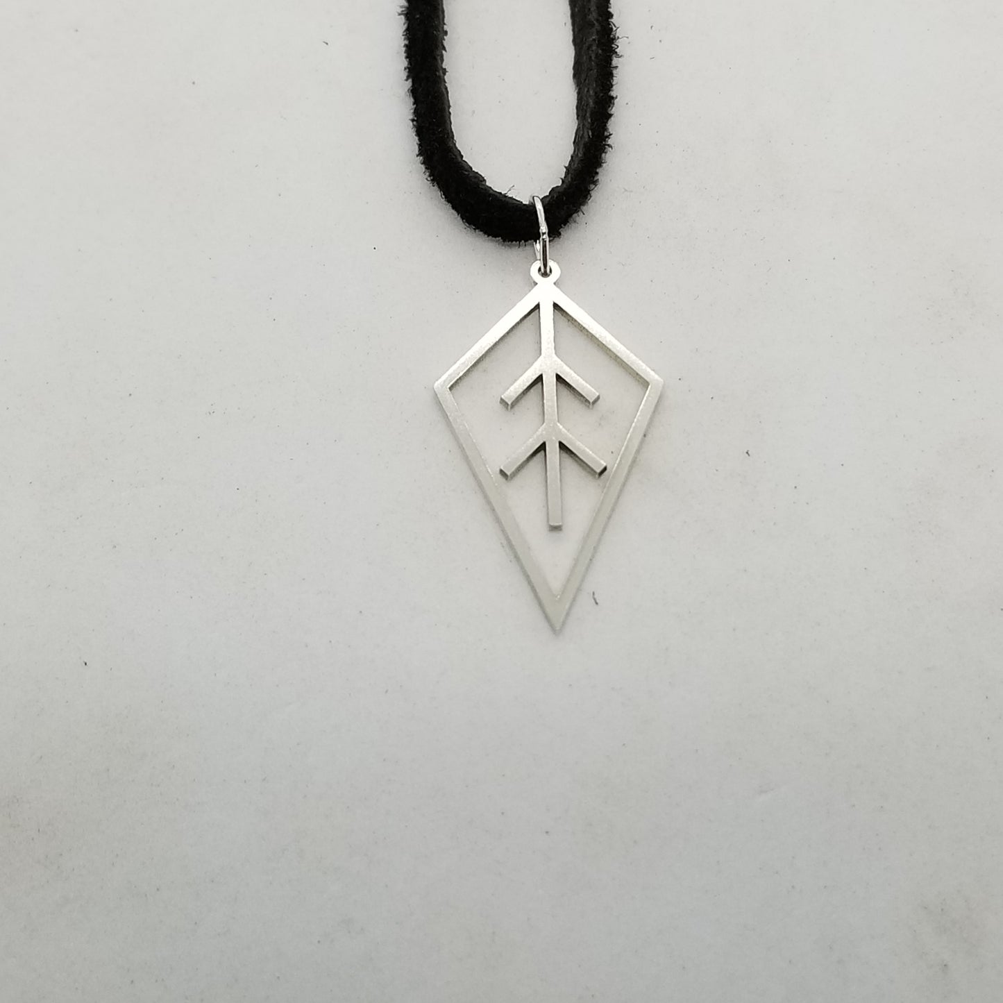 Geometric Sterling Silver Leaf Pendant