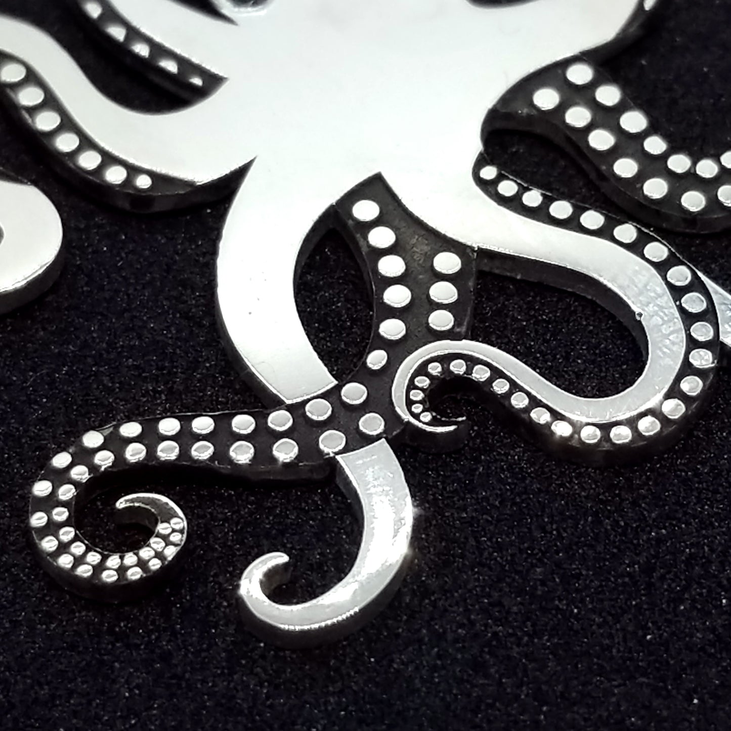 Octopus Pendant - Sterling Silver with Black Spinel