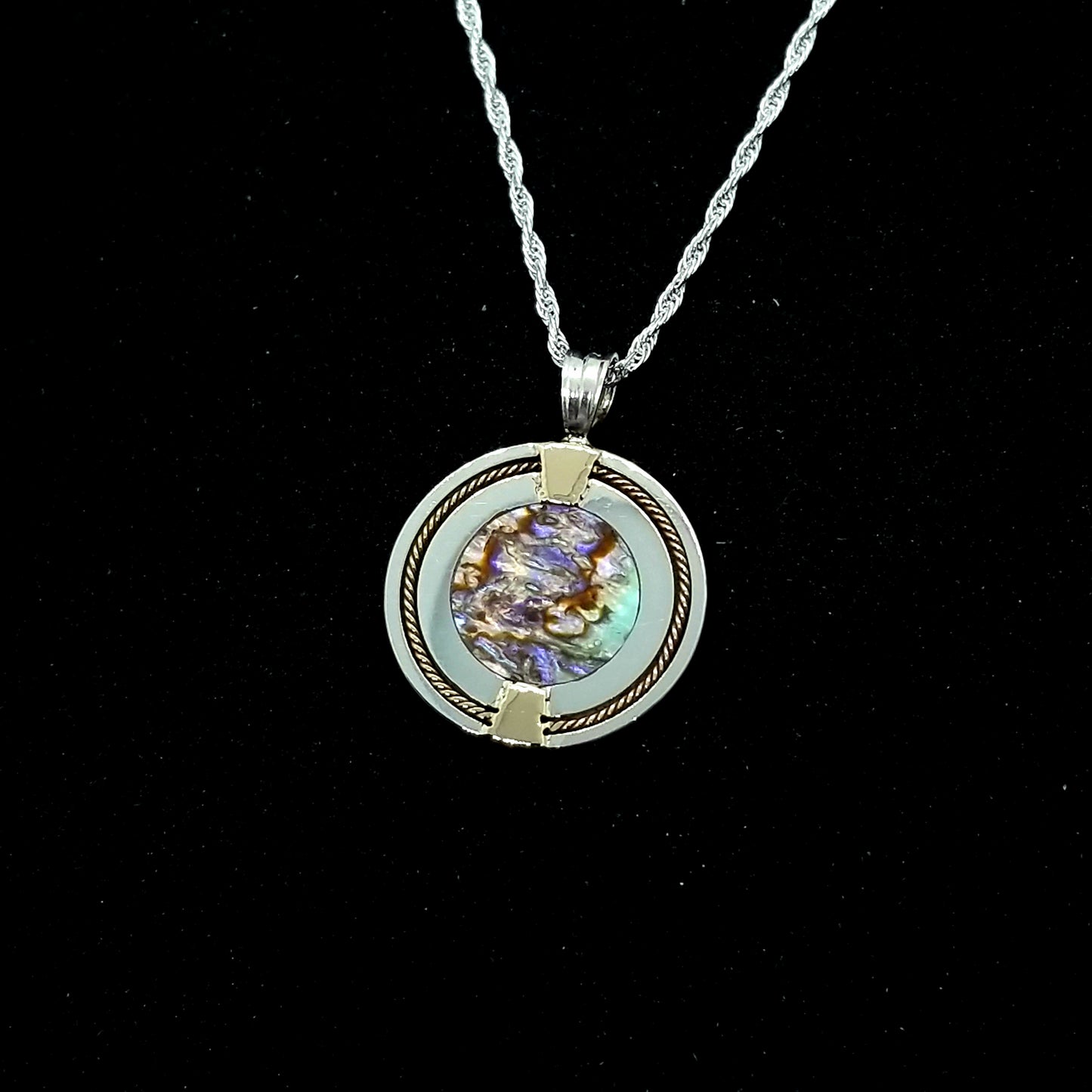 Solstice Pendant - Sterling Silver, 14k Gold, abd Abalone