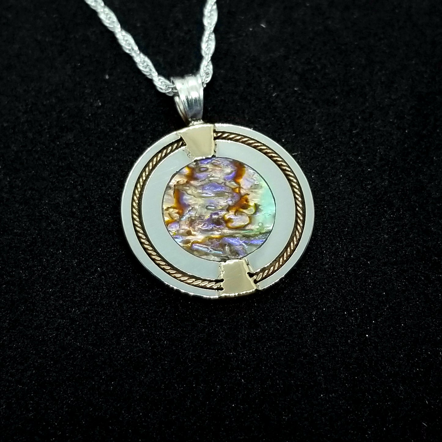 Solstice Pendant - Sterling Silver, 14k Gold, abd Abalone