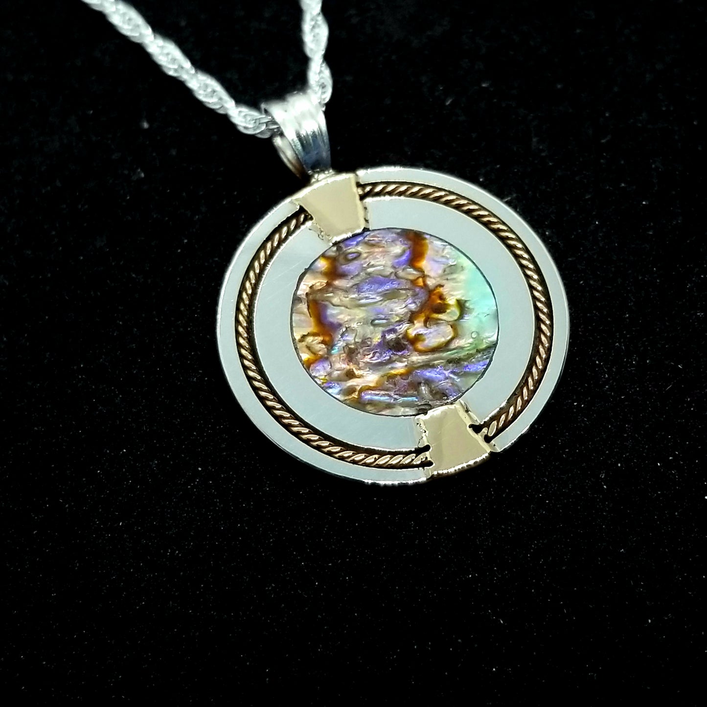 Solstice Pendant - Sterling Silver, 14k Gold, abd Abalone