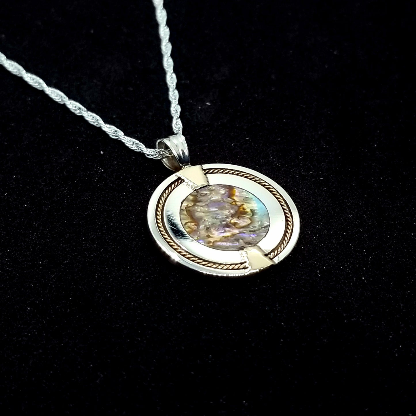 Solstice Pendant - Sterling Silver, 14k Gold, abd Abalone