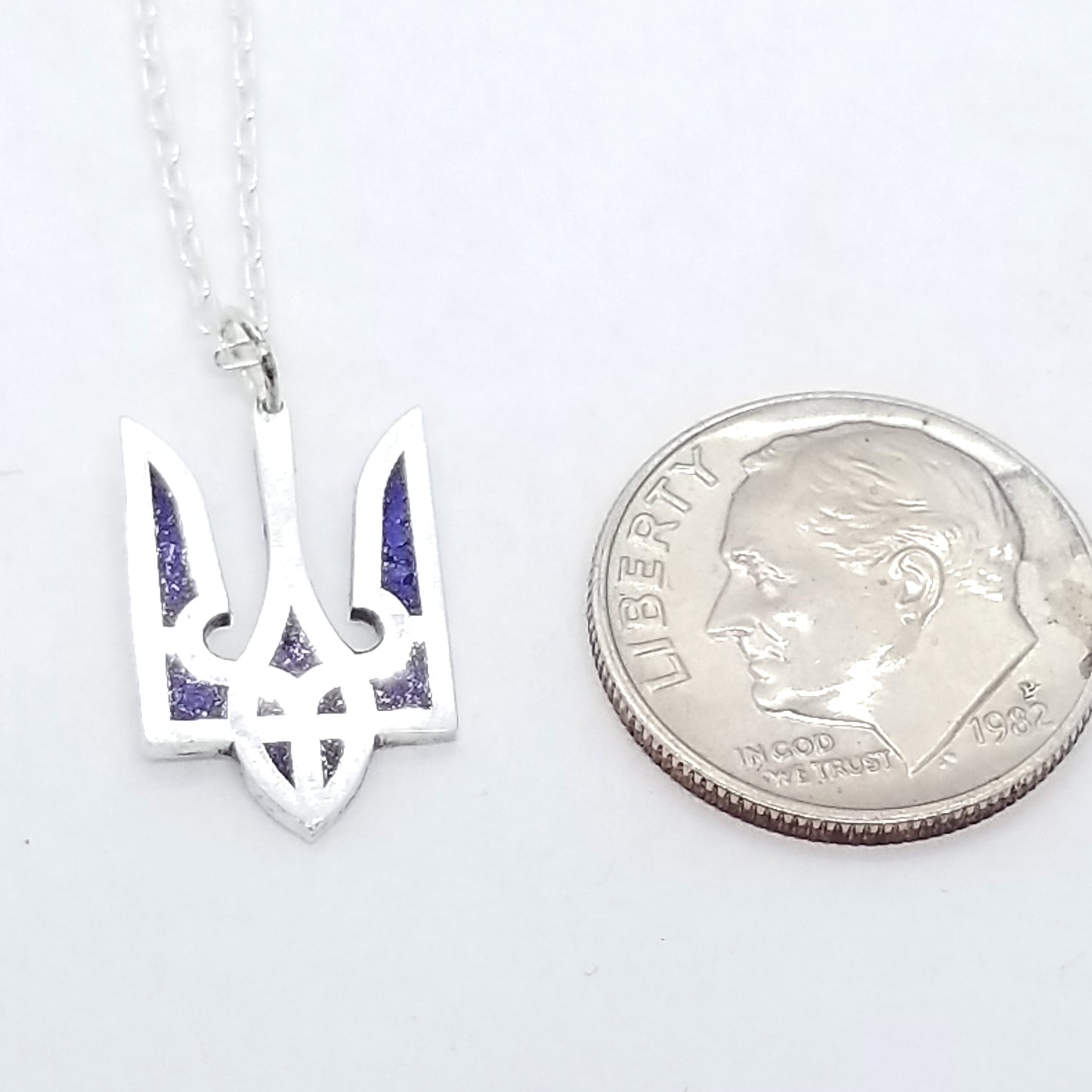 Ukrainian Tryzub / Trident Pendant with Lapis Inlay