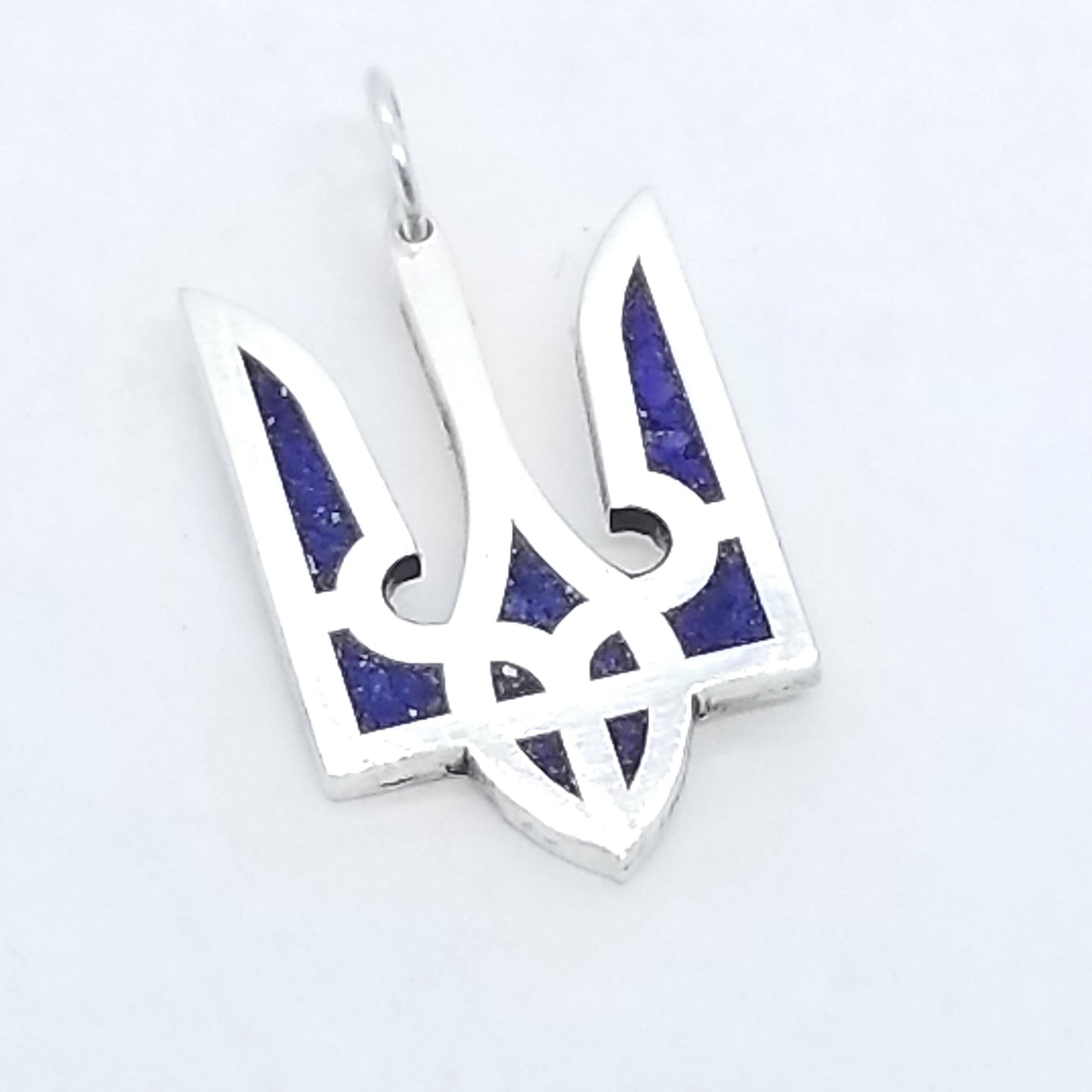 Ukrainian Tryzub / Trident Pendant with Lapis Inlay