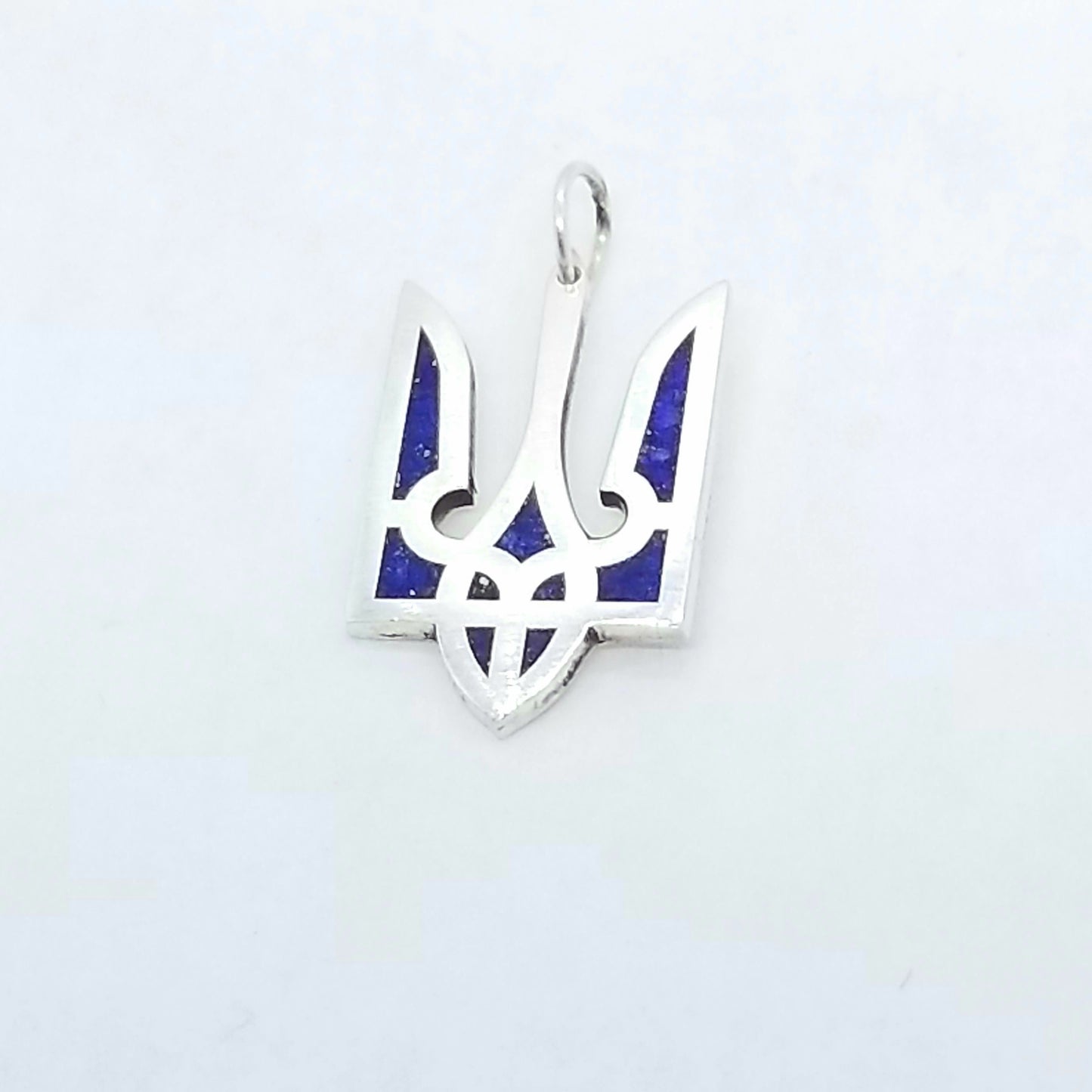 Ukrainian Tryzub / Trident Pendant with Lapis Inlay