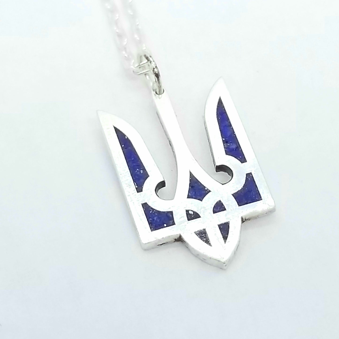 Ukrainian Tryzub / Trident Pendant with Lapis Inlay