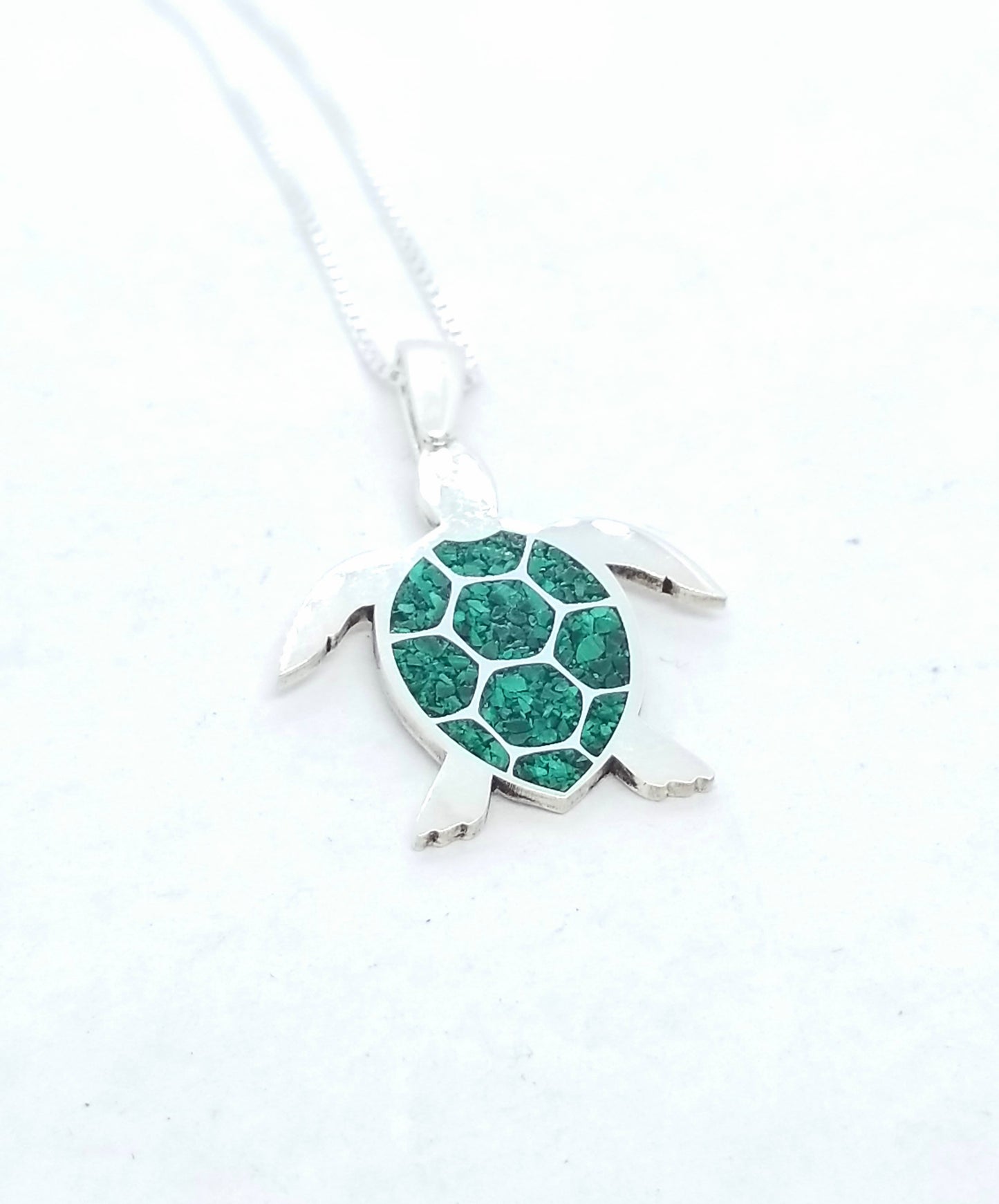Turtle Pendant Silver and Crushed Stone