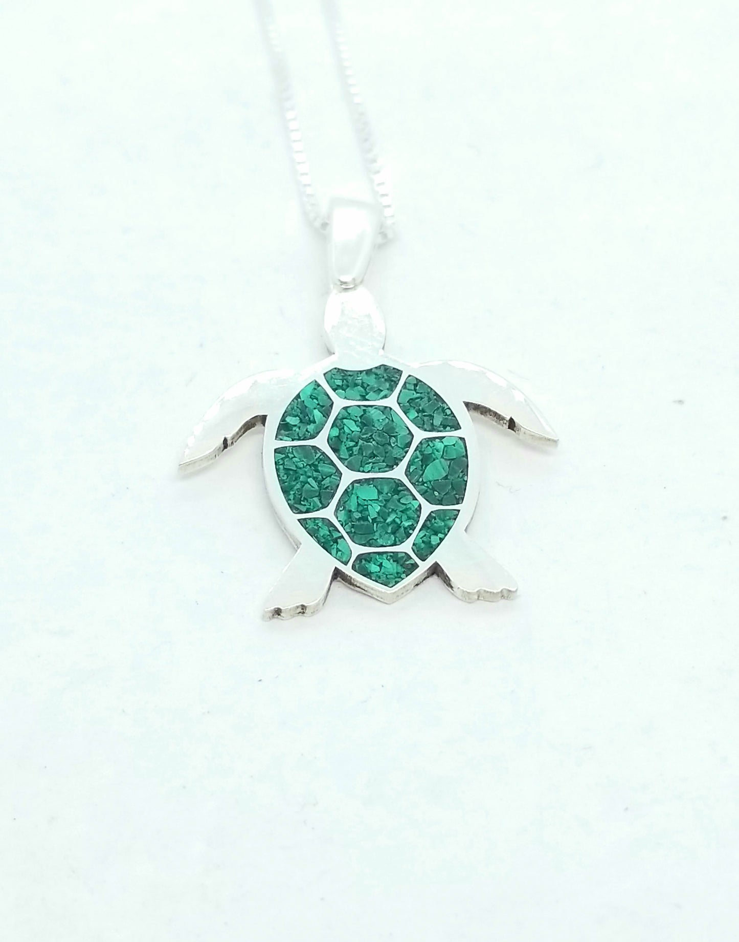 Turtle Pendant Silver and Crushed Stone