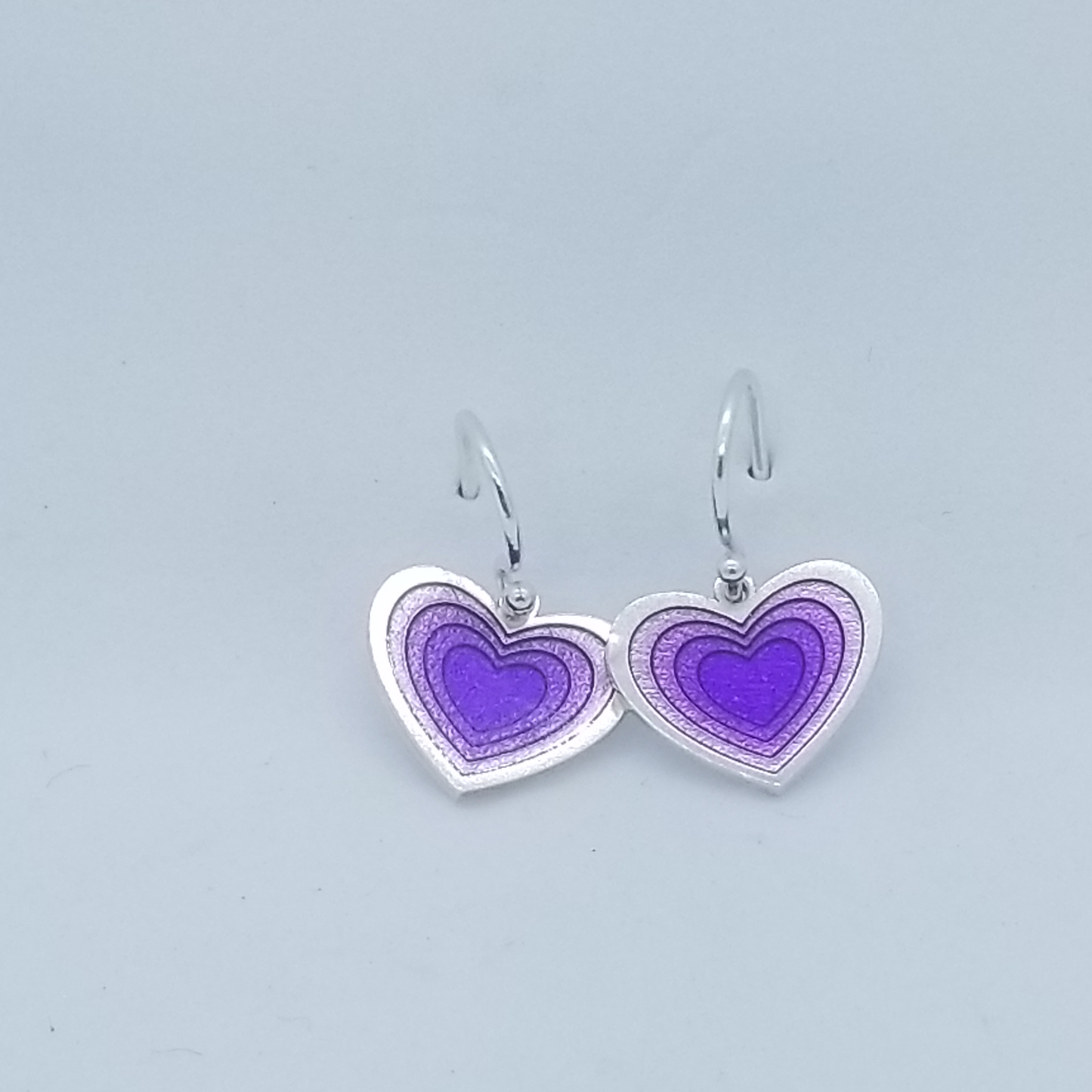 Shiny Shapes. Sterling Silver Dangle Earrings in Purple Enamel