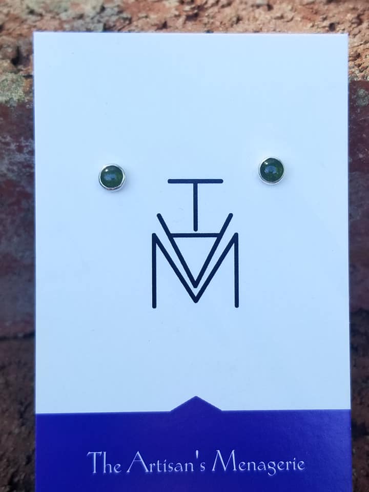 Gemstone Stud Earrings. Sterling Silver