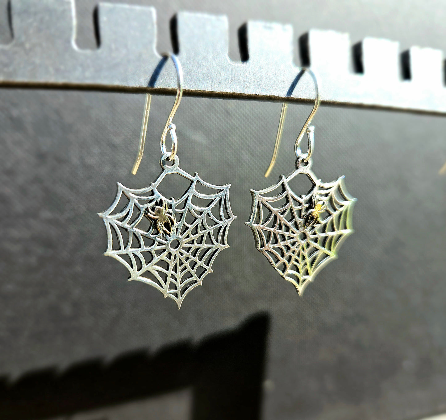 Spider Web Heart Earrings