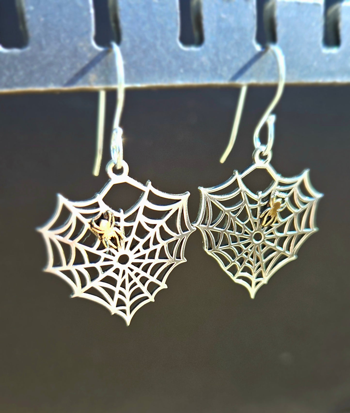 Spider Web Heart Earrings