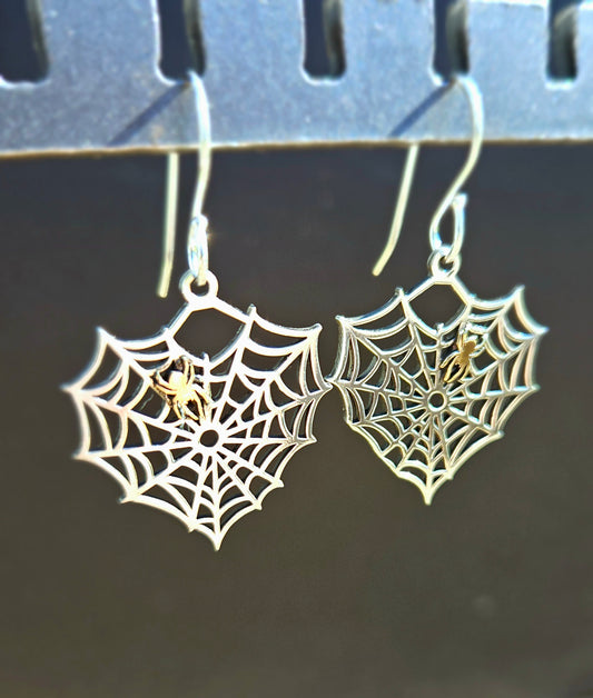 Spider Web Heart Earrings