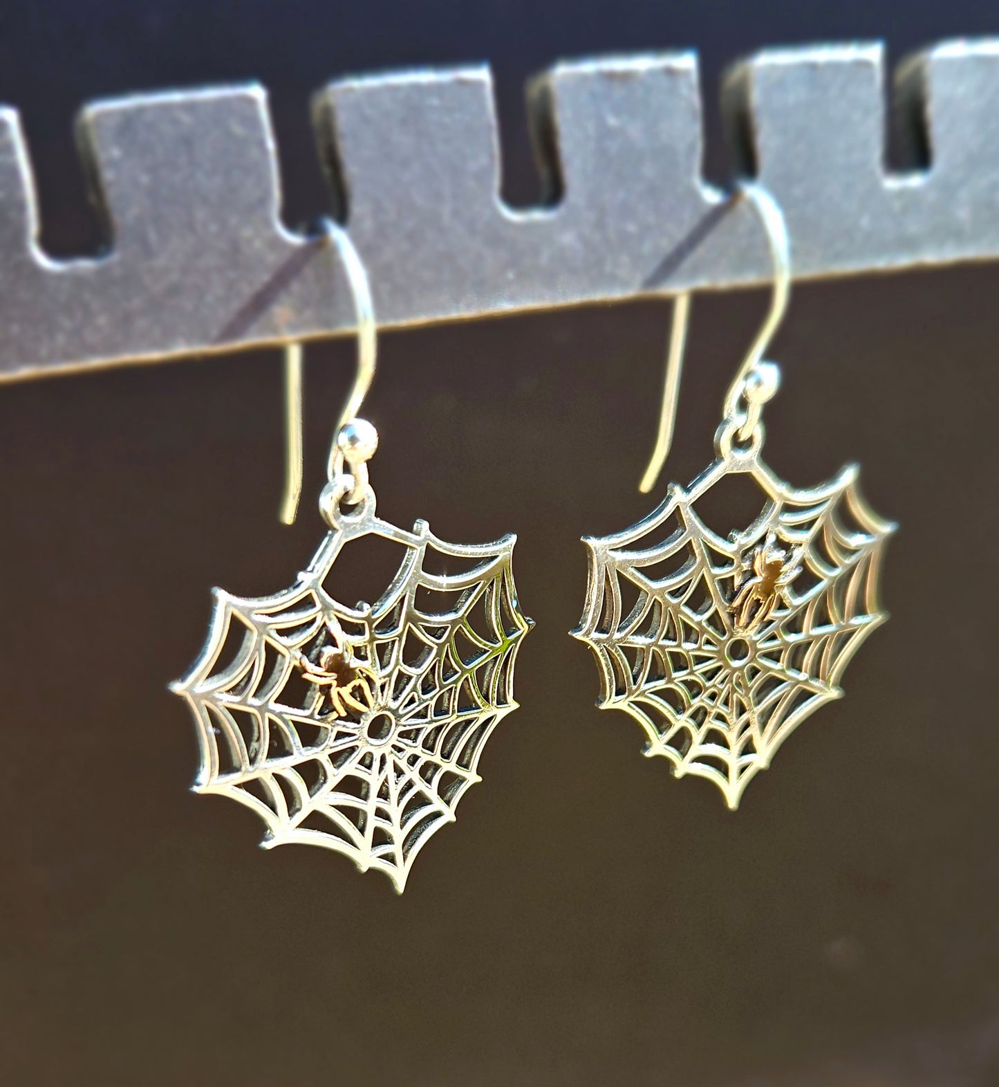 Spider Web Heart Earrings