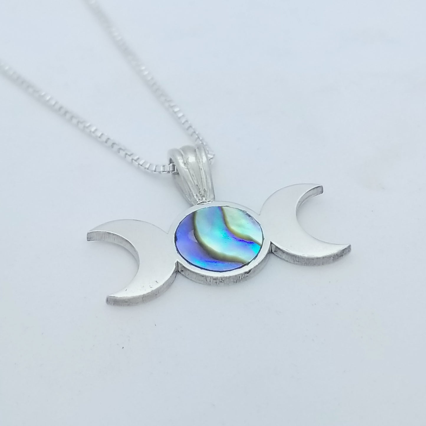 Silver and Abalone Triple Moon Pendant