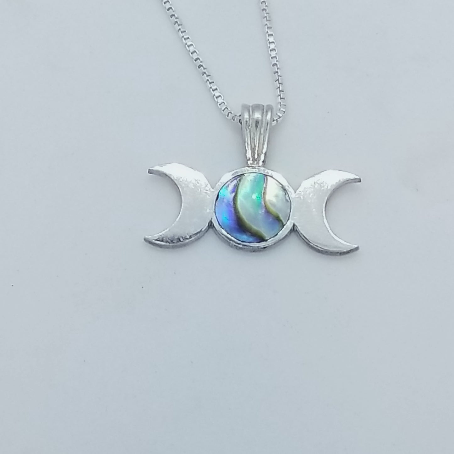 Silver and Abalone Triple Moon Pendant