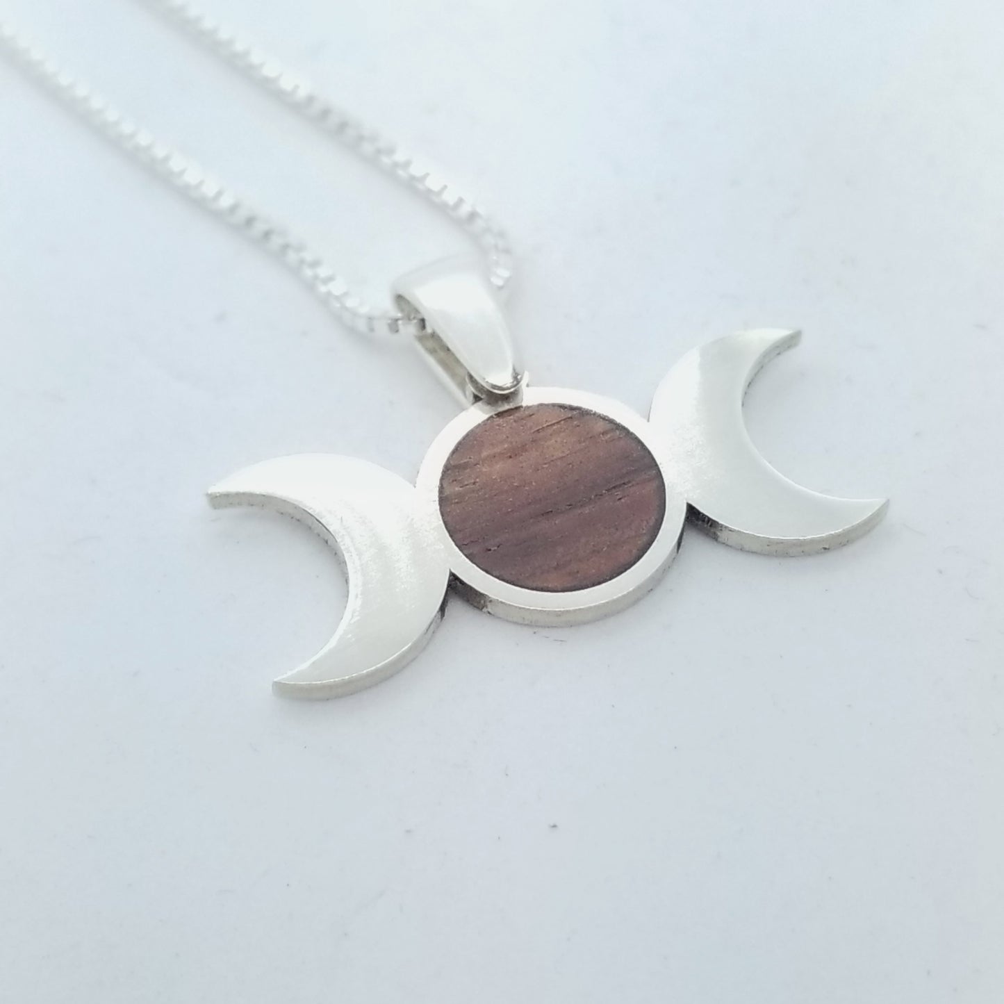 Triple Moon Goddess Pendant with Inlay