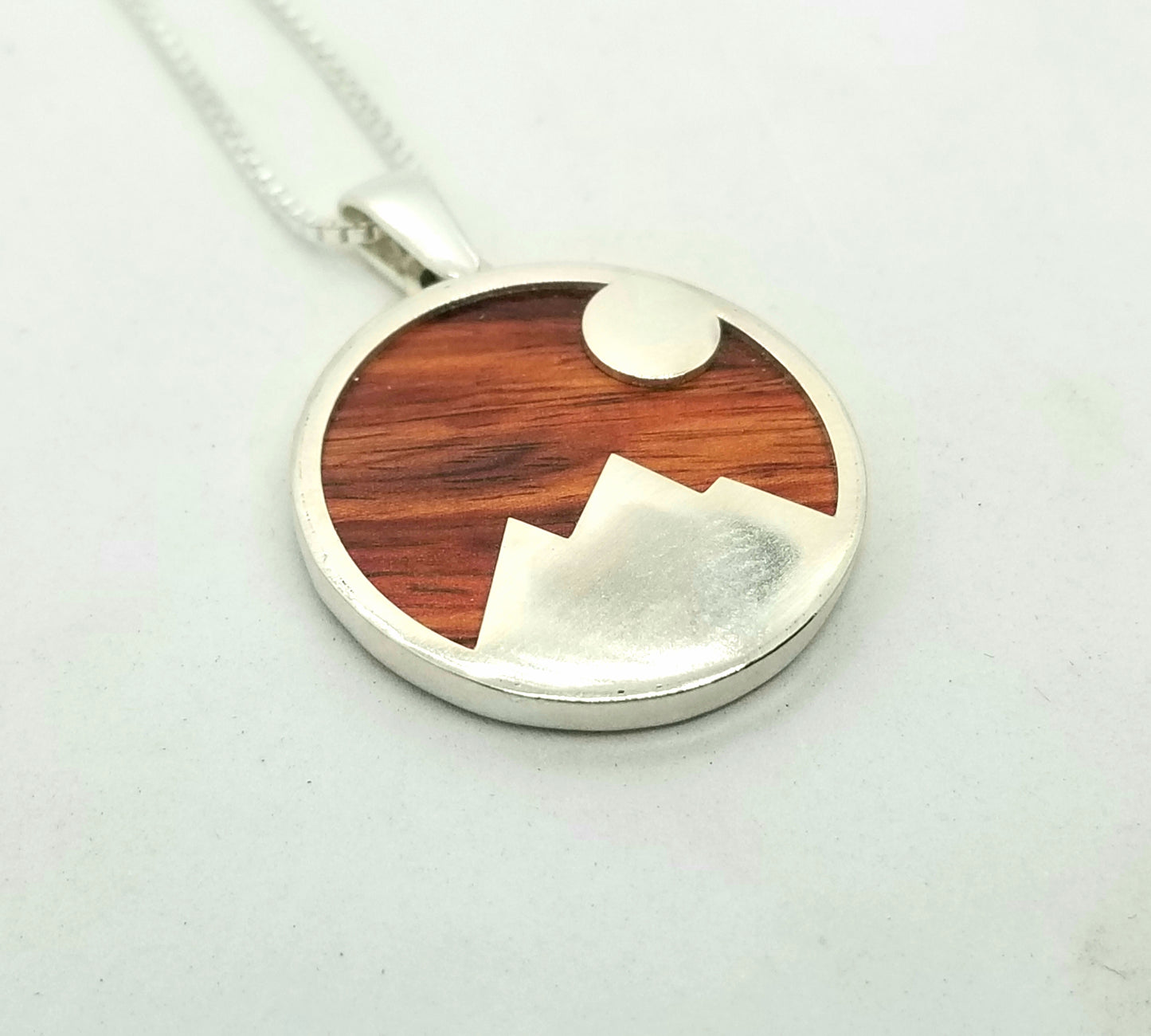 Mountainscape - Sterling Silver & Wood Pendant