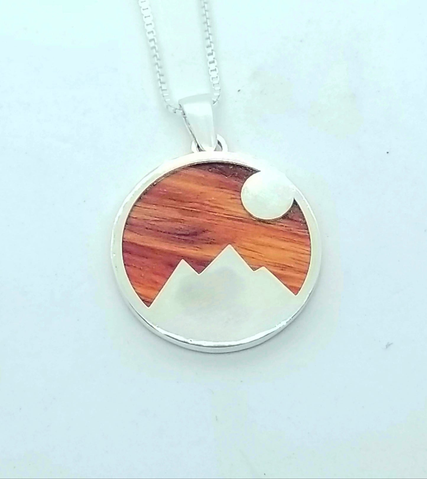 Mountainscape - Sterling Silver & Wood Pendant